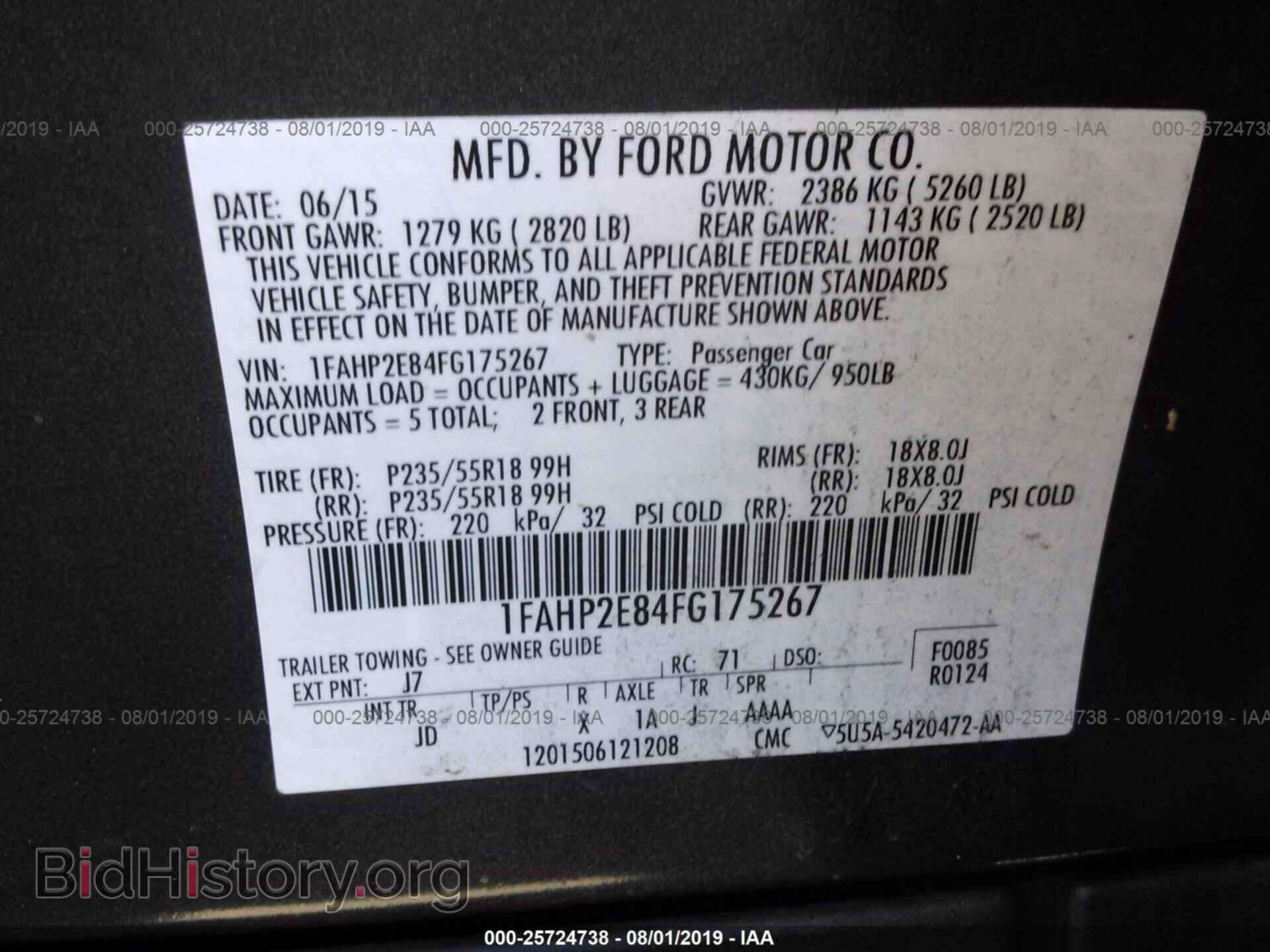 2015 FORD TAURUS - VIN: 1FAHP2E84FG175267 - Фото 9