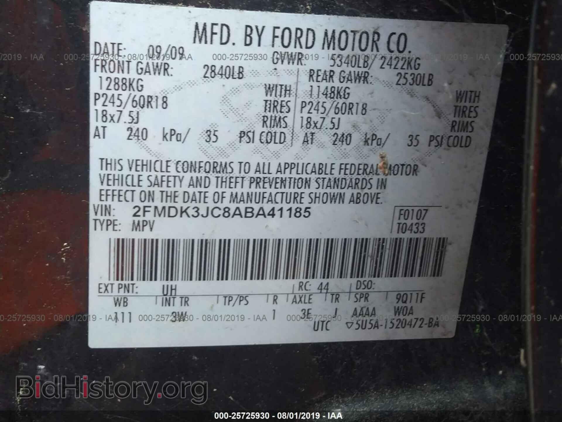 2010 FORD EDGE - VIN: 2FMDK3JC8ABA41185 - Photo 9