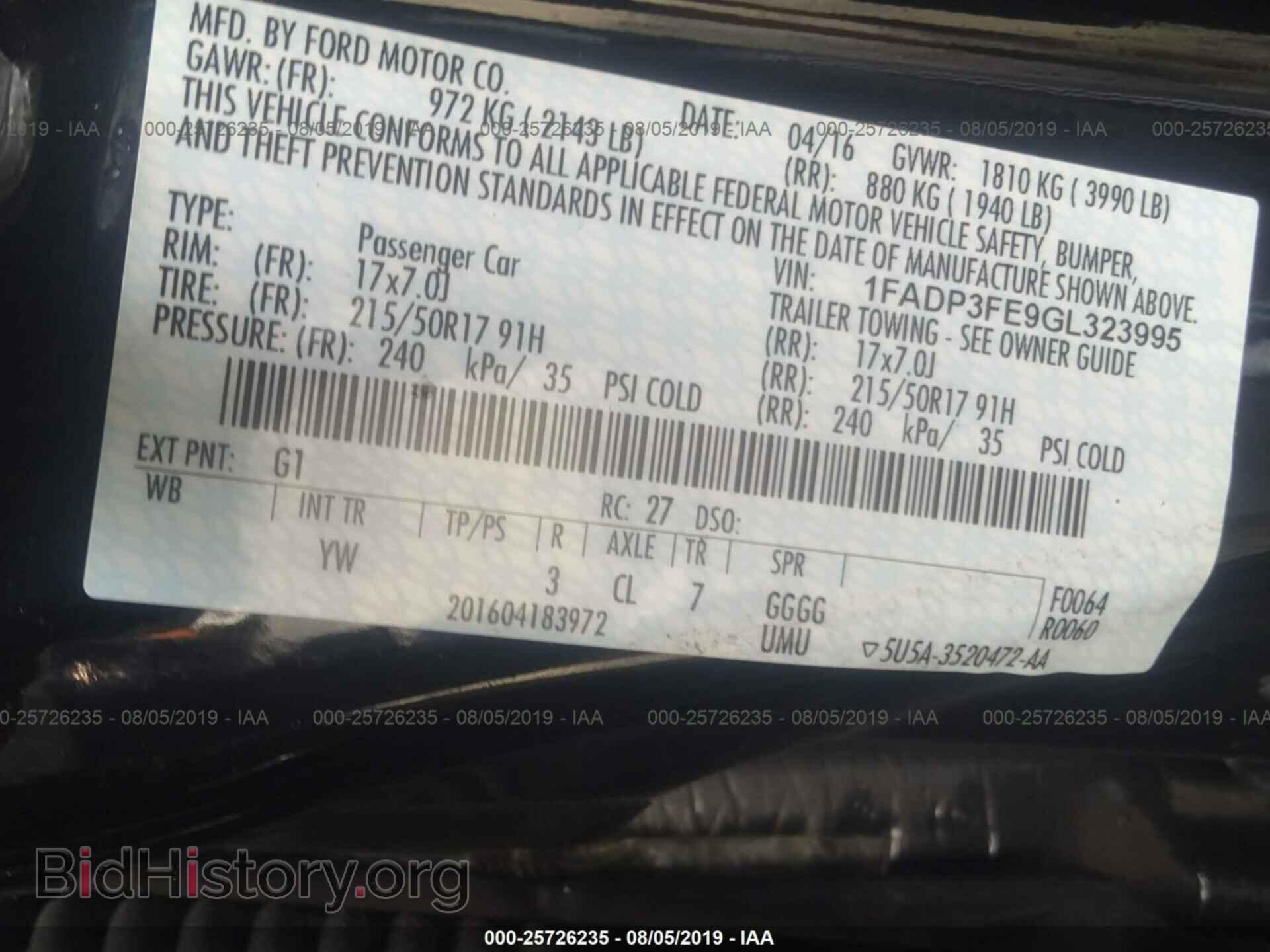 2016 FORD FOCUS - VIN: 1FADP3FE9GL323995 - Фото 9