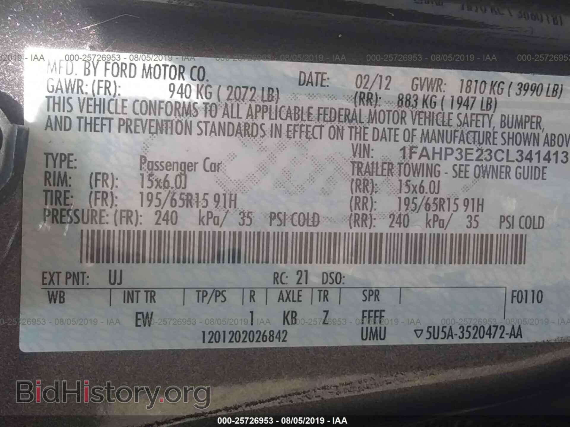 2012 FORD FOCUS - VIN: 1FAHP3E23CL341413 - Фото 9