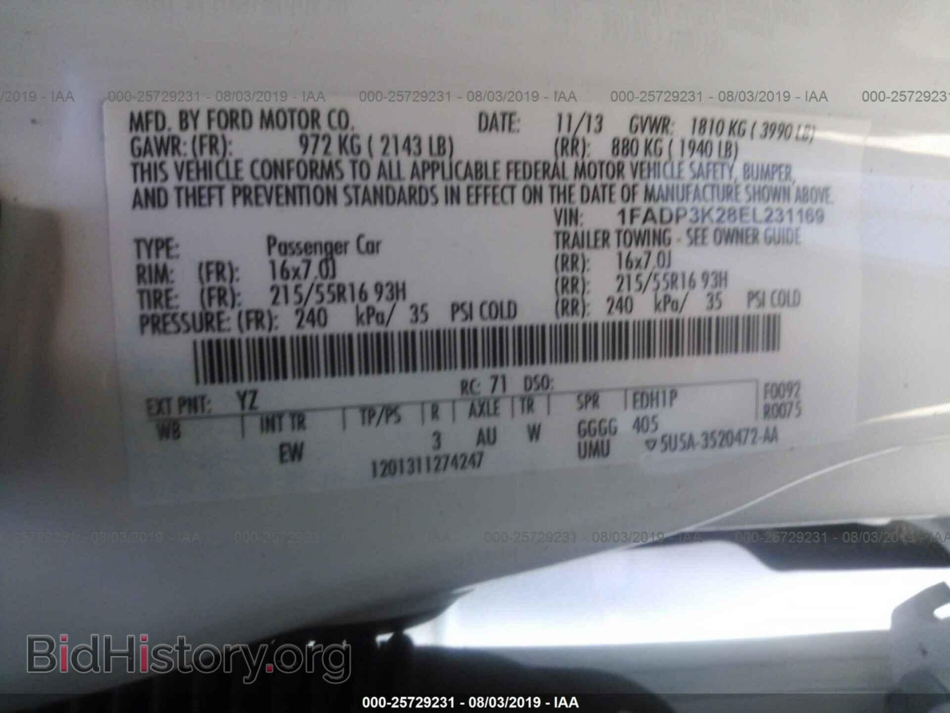 2014 FORD FOCUS - VIN: 1FADP3K28EL231169 - Фото 9