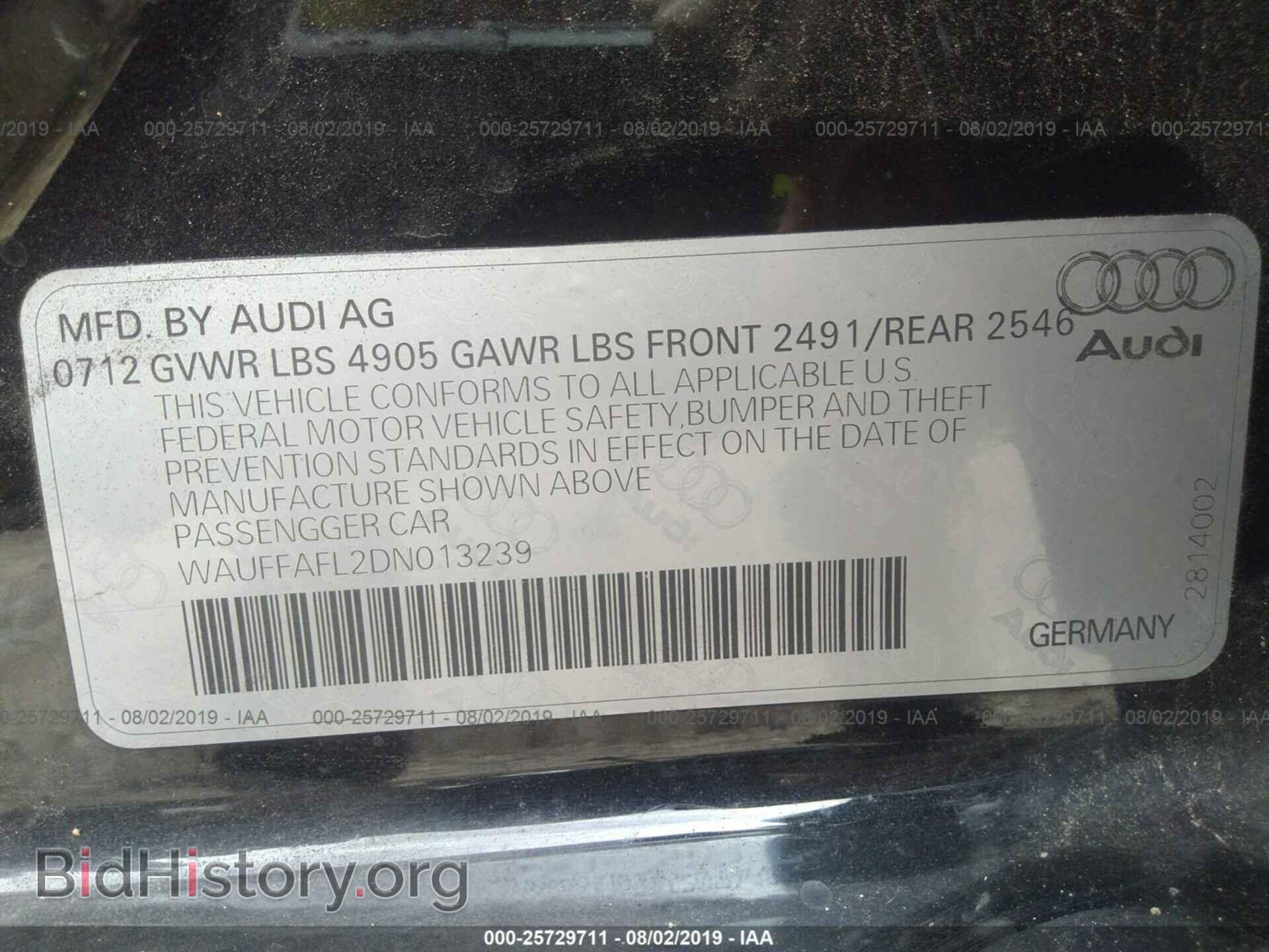 2013 AUDI A4 - VIN: WAUFFAFL2DN013239 - Photo 9