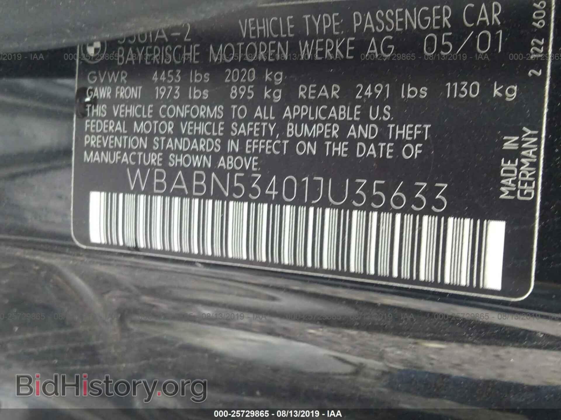 2001 BMW 330 - VIN: WBABN53401JU35633 - Фото 9
