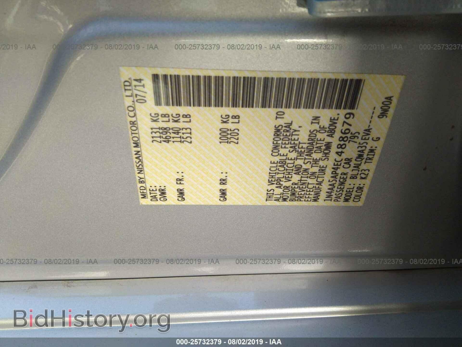 2014 NISSAN MAXIMA - VIN: 1N4AA5AP4EC488679 - Фото 9