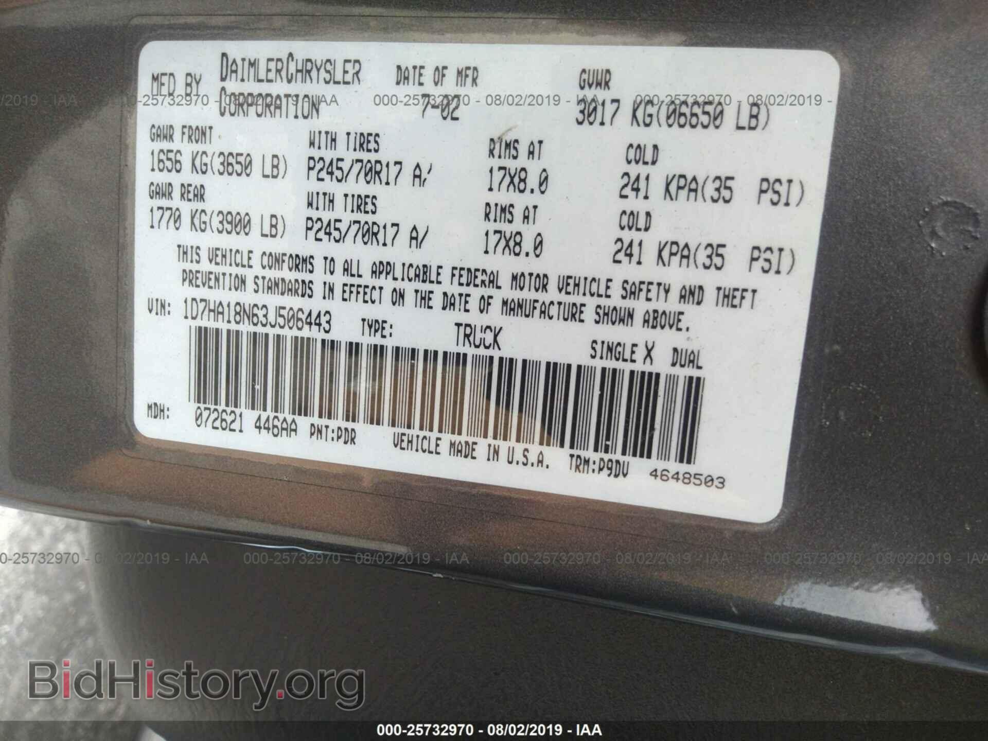2003 DODGE RAM 1500 - VIN: 1D7HA18N63J506443 - Фото 9