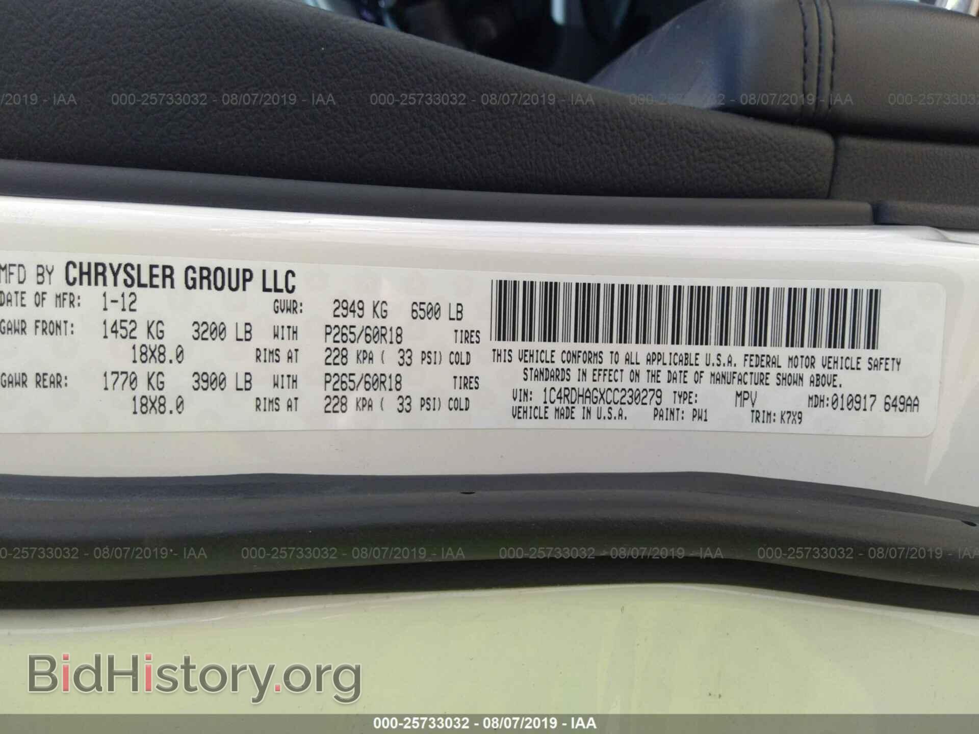 2012 DODGE DURANGO - VIN: 1C4RDHAGXCC230279 - Фото 9