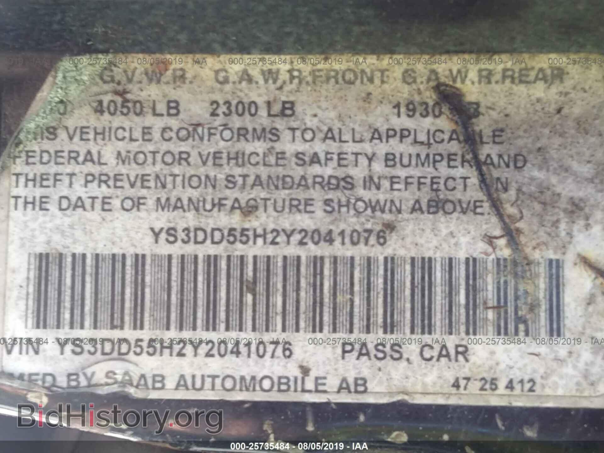 2000 SAAB 9-3 - VIN: YS3DD55H2Y2041076 - Photo 9