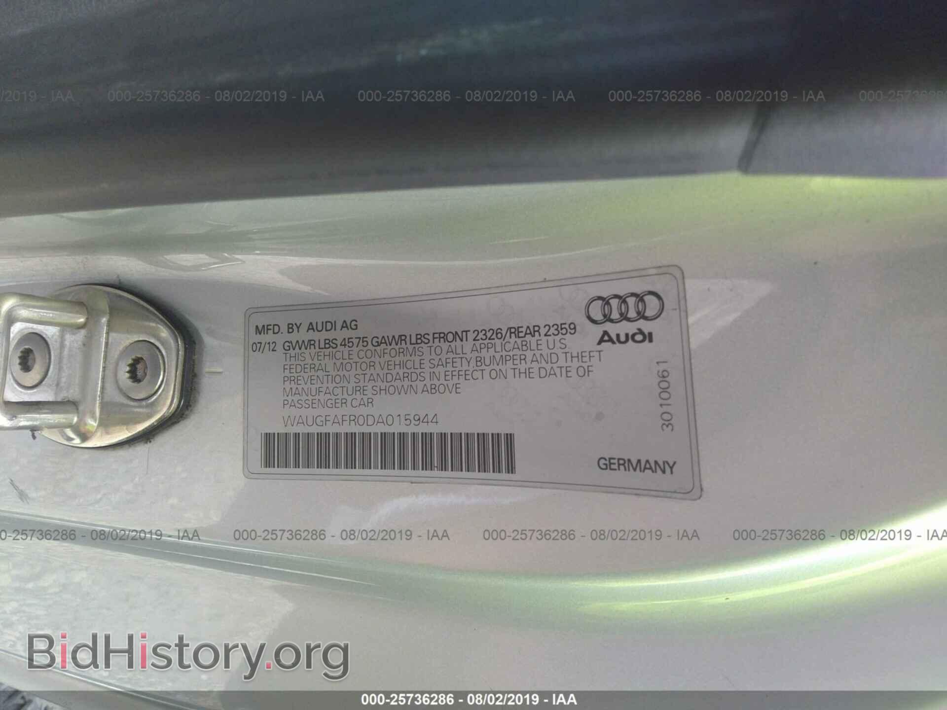 2013 AUDI A5 - VIN: WAUGFAFR0DA015944 - Фото 9