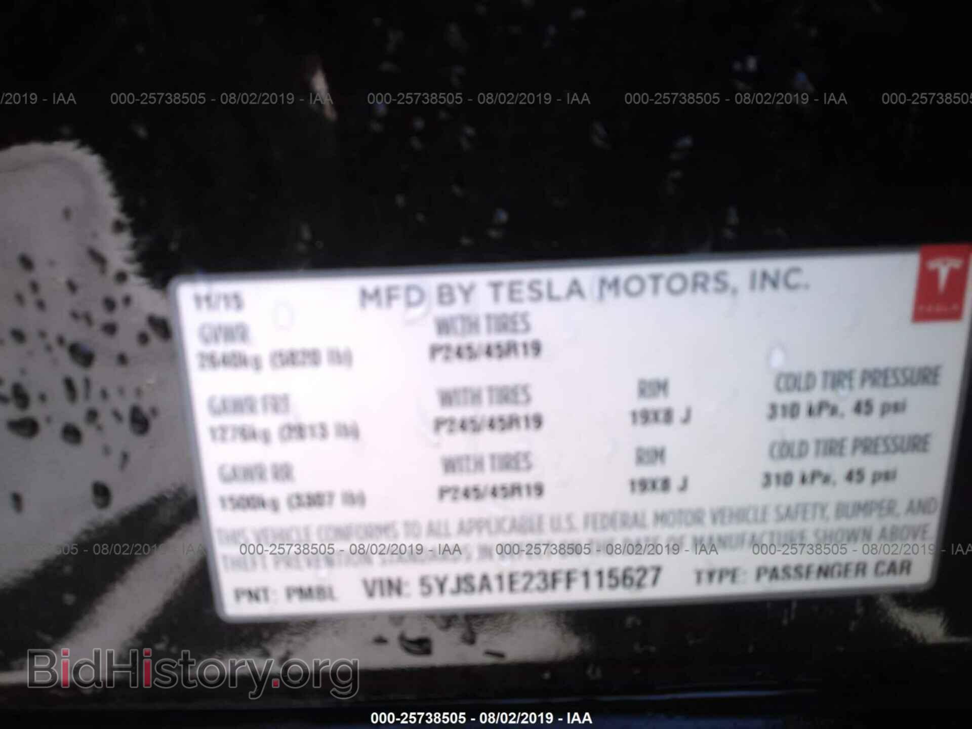 2015 TESLA MODEL S - VIN: 5YJSA1E23FF115627 - Фото 9