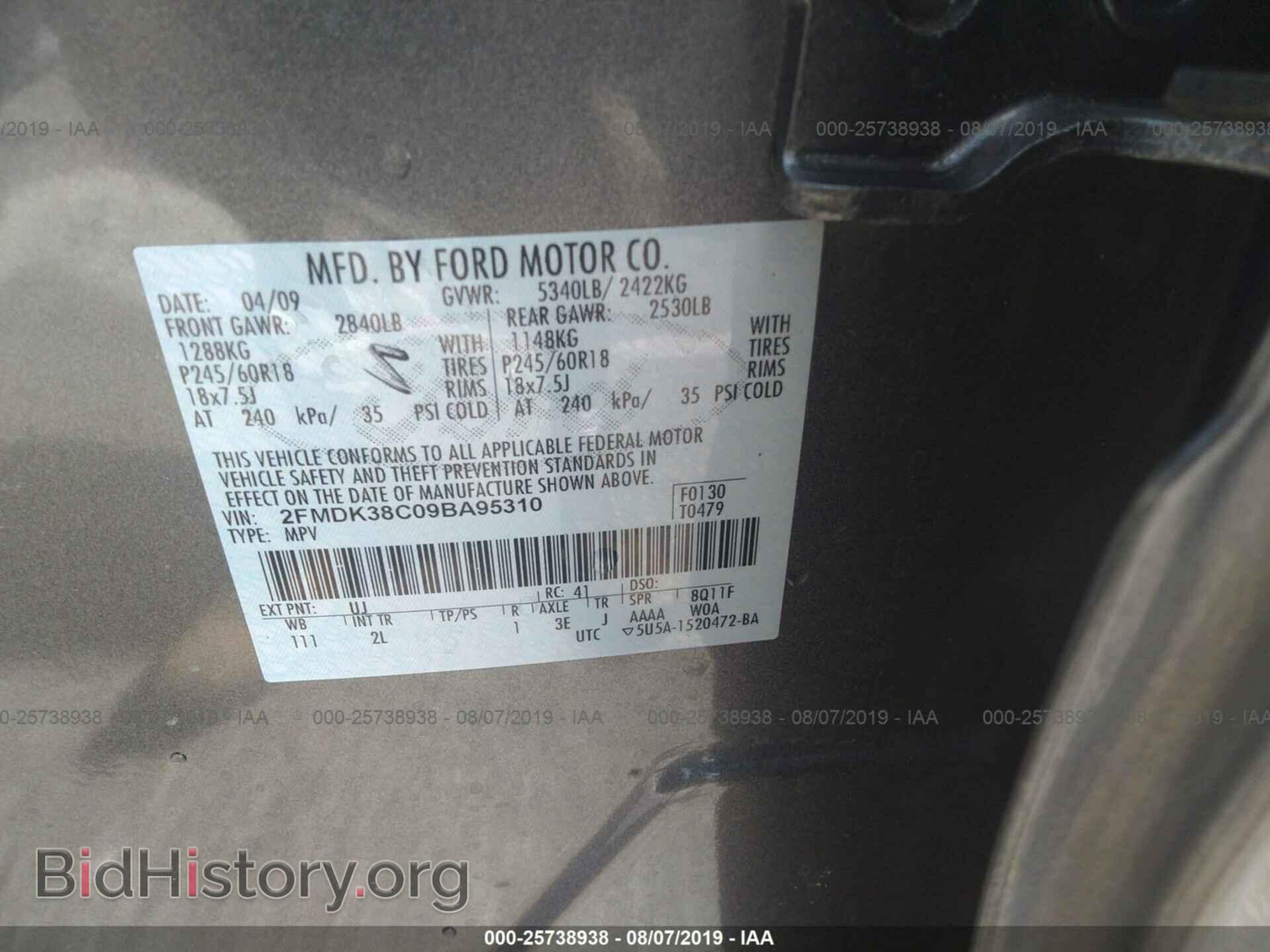 2009 FORD EDGE - VIN: 2FMDK38C09BA95310 - Photo 9