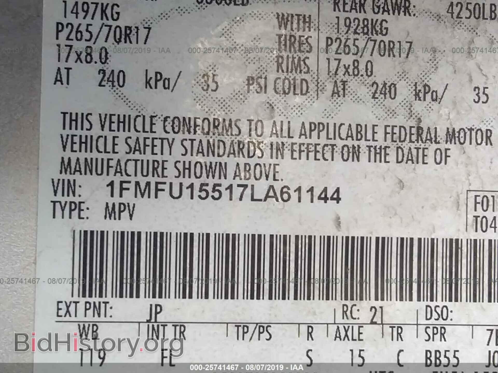 2007 FORD EXPEDITION - VIN: 1FMFU15517LA61144 - Фото 9