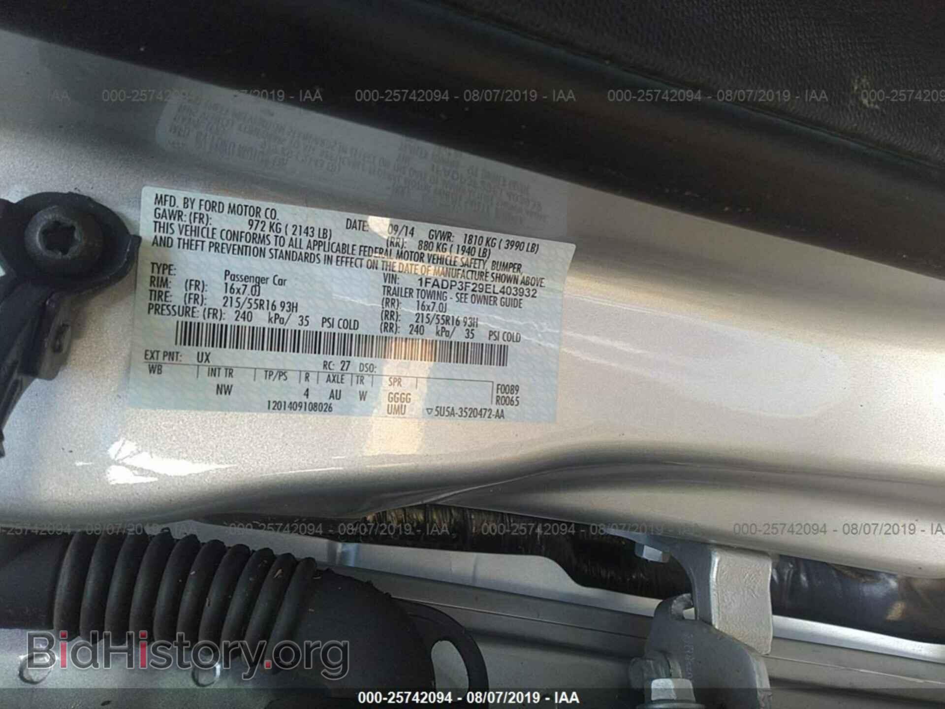 2014 FORD FOCUS - VIN: 1FADP3F29EL403932 - Фото 9