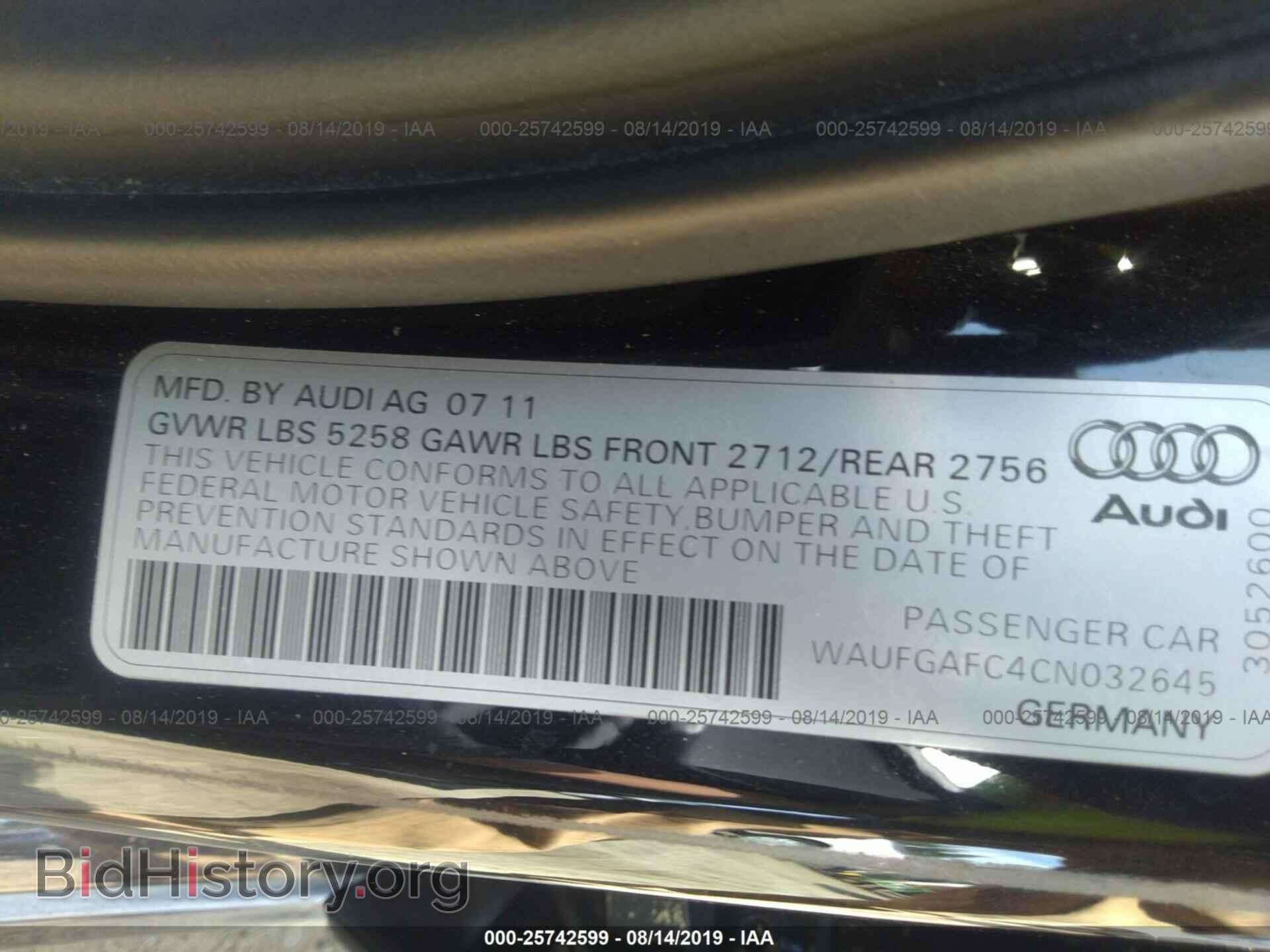 2012 AUDI A6 - VIN: WAUFGAFC4CN032645 - Photo 9