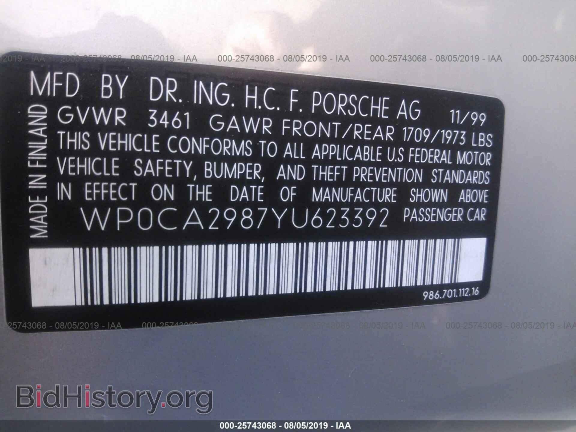 2000 PORSCHE BOXSTER - VIN: WP0CA2987YU623392 - Photo 9