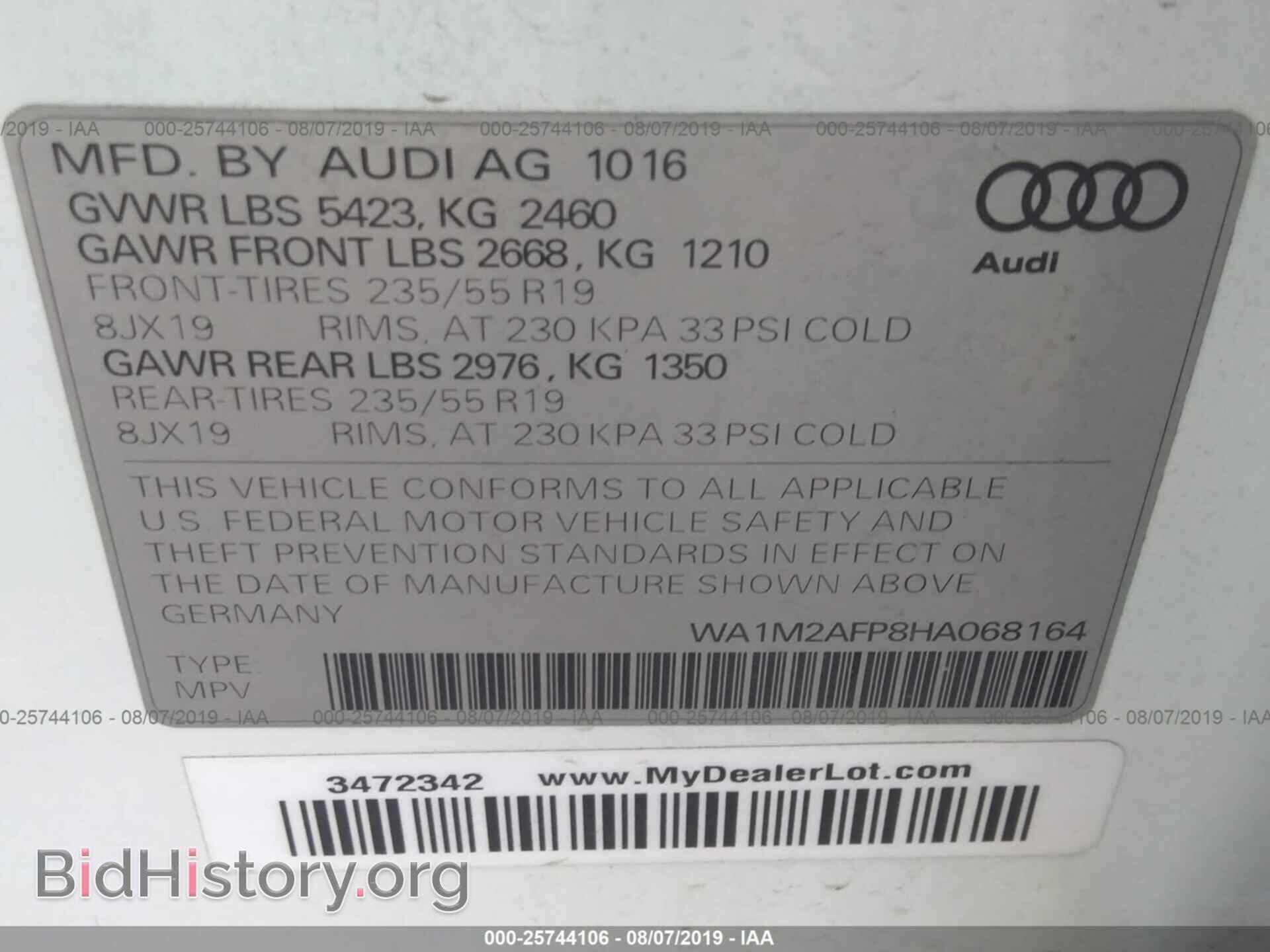 2017 AUDI Q5 - VIN: WA1M2AFP8HA068164 - Фото 9