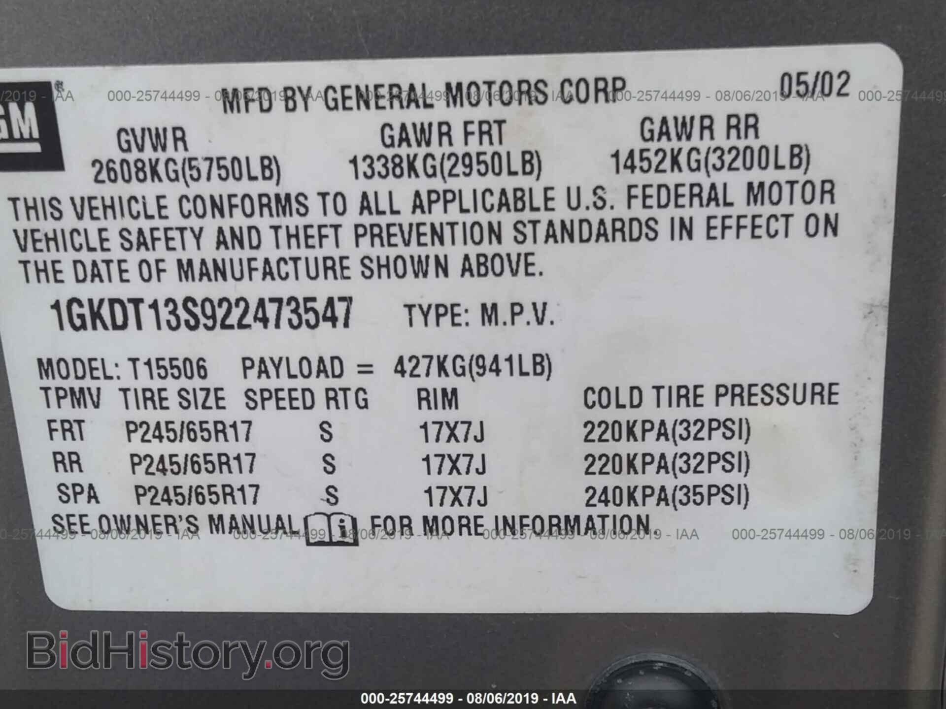 2002 GMC ENVOY - VIN: 1GKDT13S922473547 - Фото 9