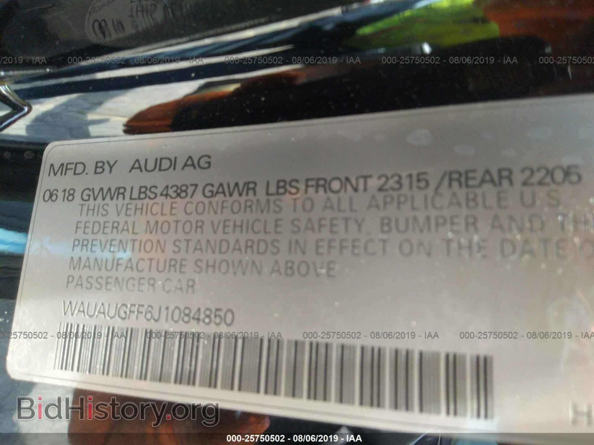 2018 AUDI A3 - VIN: WAUAUGFF6J1084850 - Фото 9