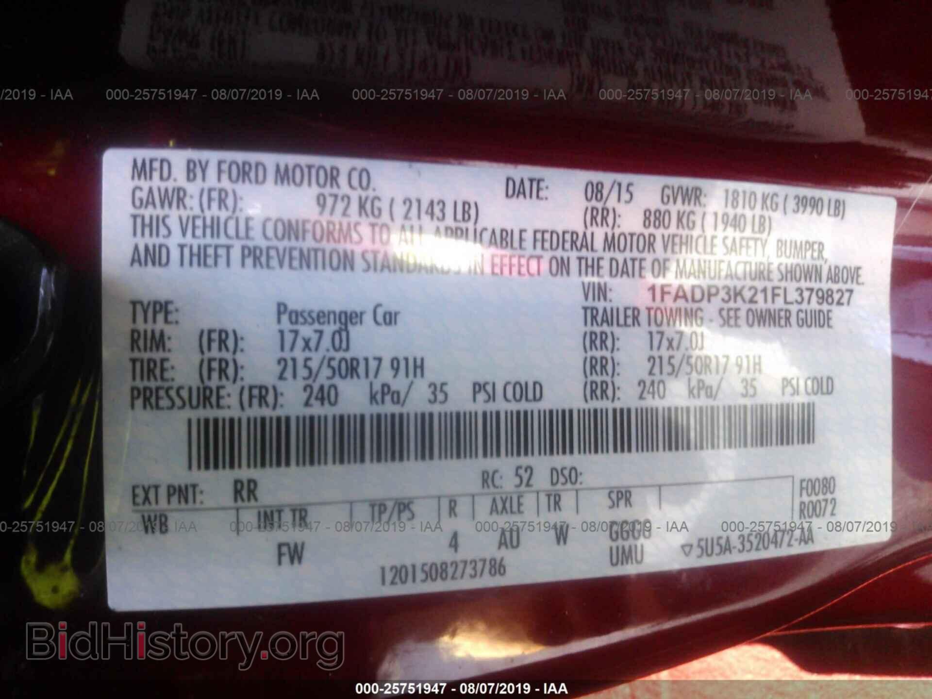2015 FORD FOCUS - VIN: 1FADP3K21FL379827 - Фото 9