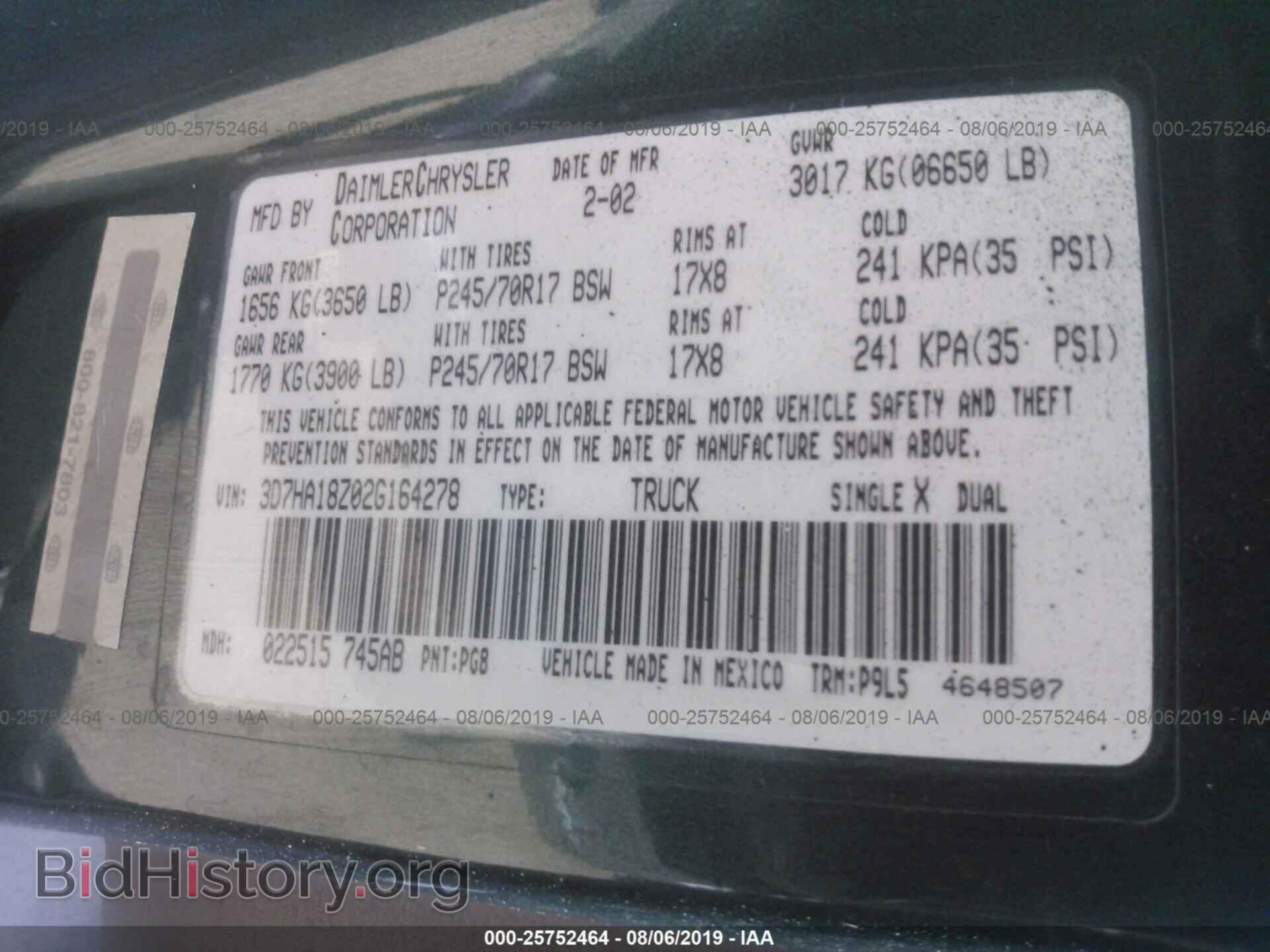 2002 DODGE RAM 1500 - VIN: 3D7HA18Z02G164278 - Фото 9