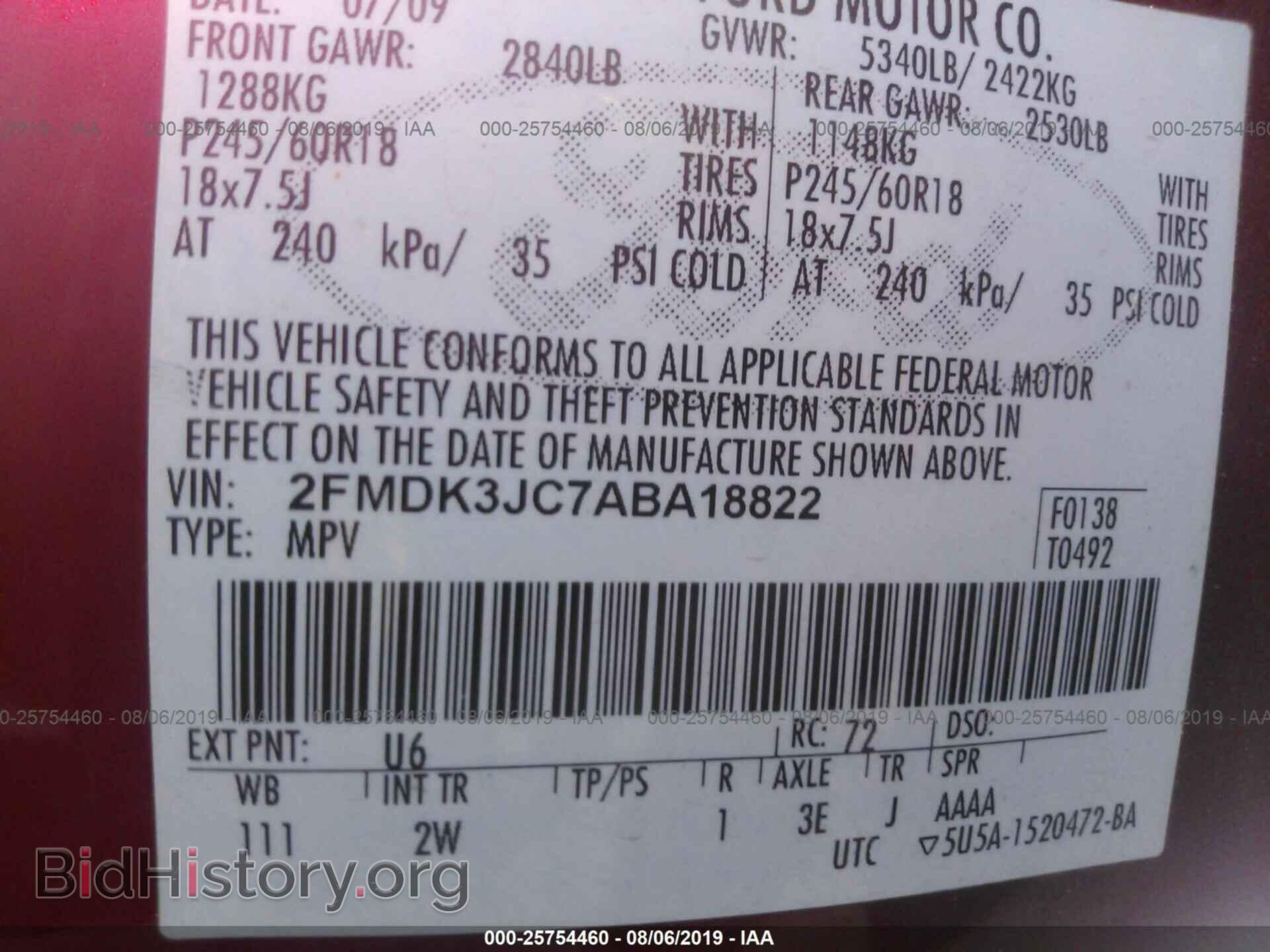 2010 FORD EDGE - VIN: 2FMDK3JC7ABA18822 - Photo 9