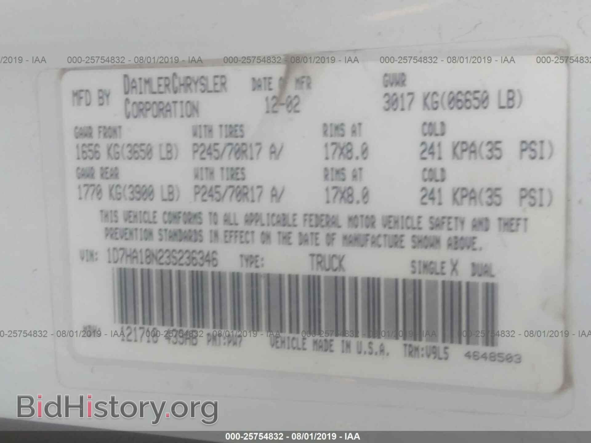 2003 DODGE RAM 1500 - VIN: 1D7HA18N23S236346 - Photo 9