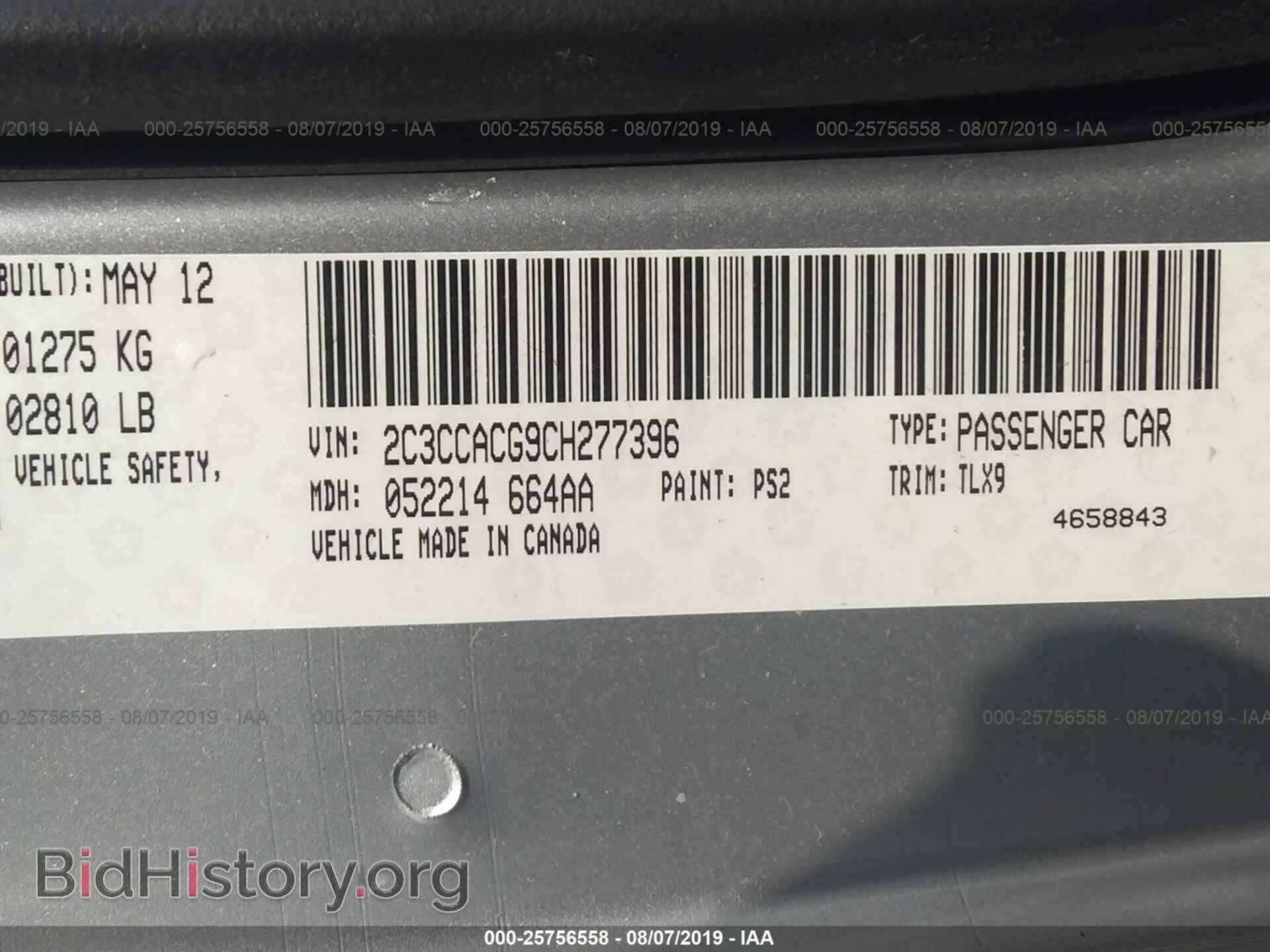 2012 CHRYSLER 300 - VIN: 2C3CCACG9CH277396 - Фото 9