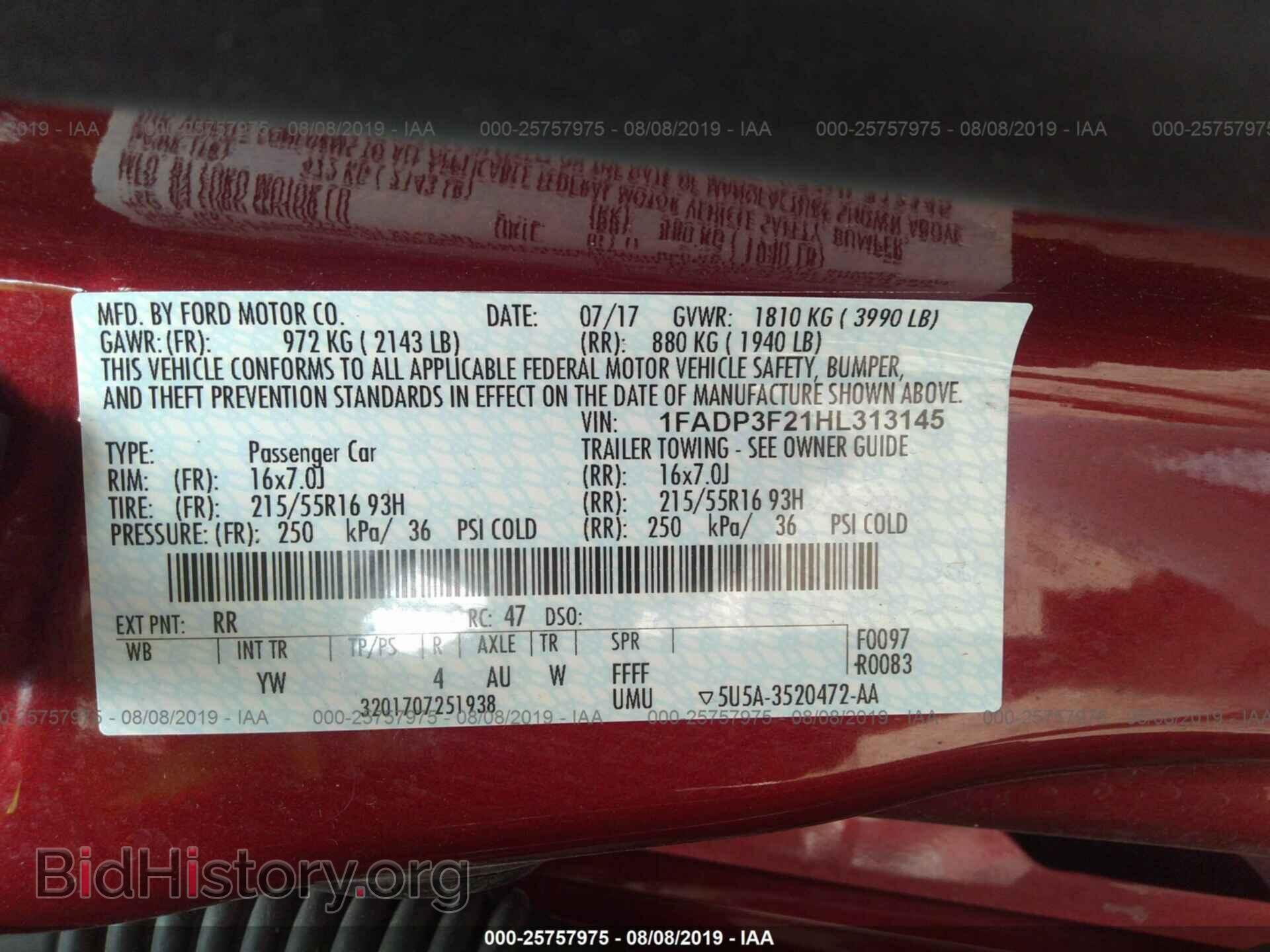 2017 FORD FOCUS - VIN: 1FADP3F21HL313145 - Фото 9