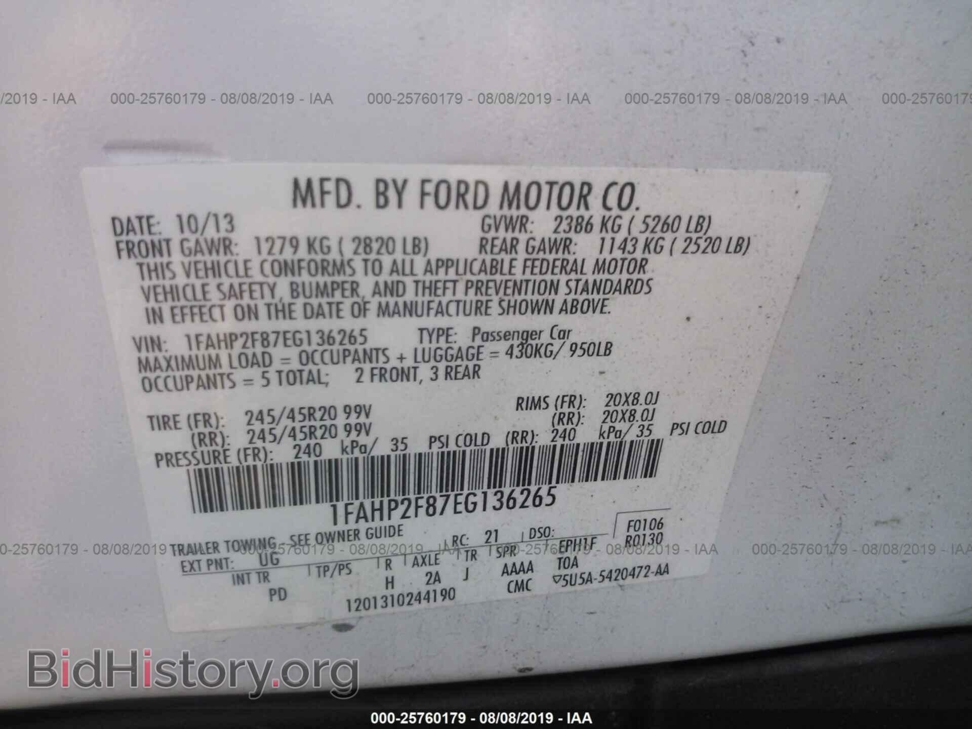 2014 FORD TAURUS - VIN: 1FAHP2F87EG136265 - Photo 9