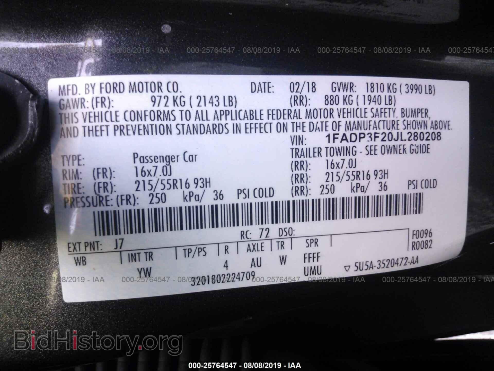 2018 FORD FOCUS - VIN: 1FADP3F20JL280208 - Photo 9