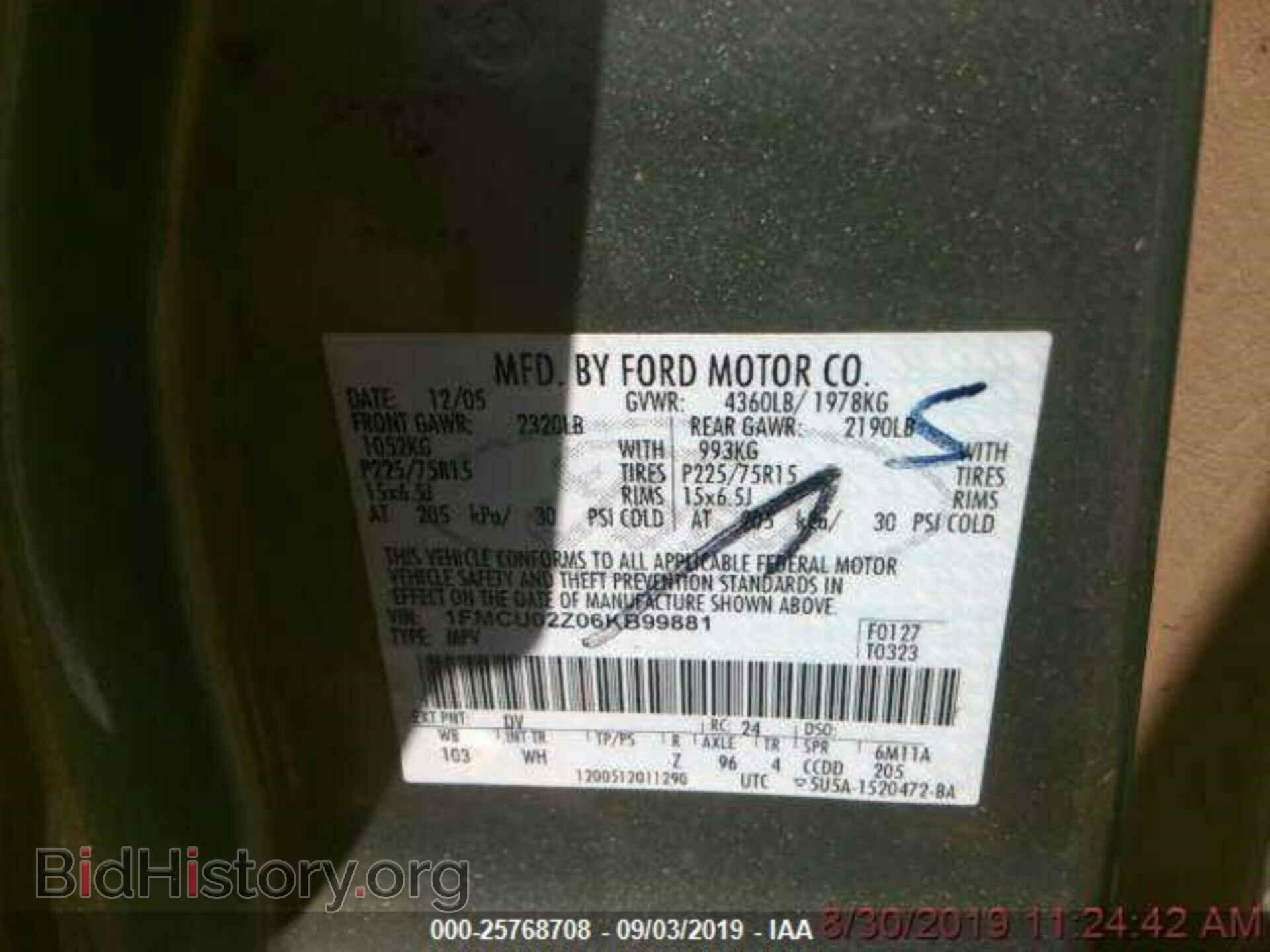 2006 FORD ESCAPE - VIN: 1FMCU02Z06KB99881 - Фото 9