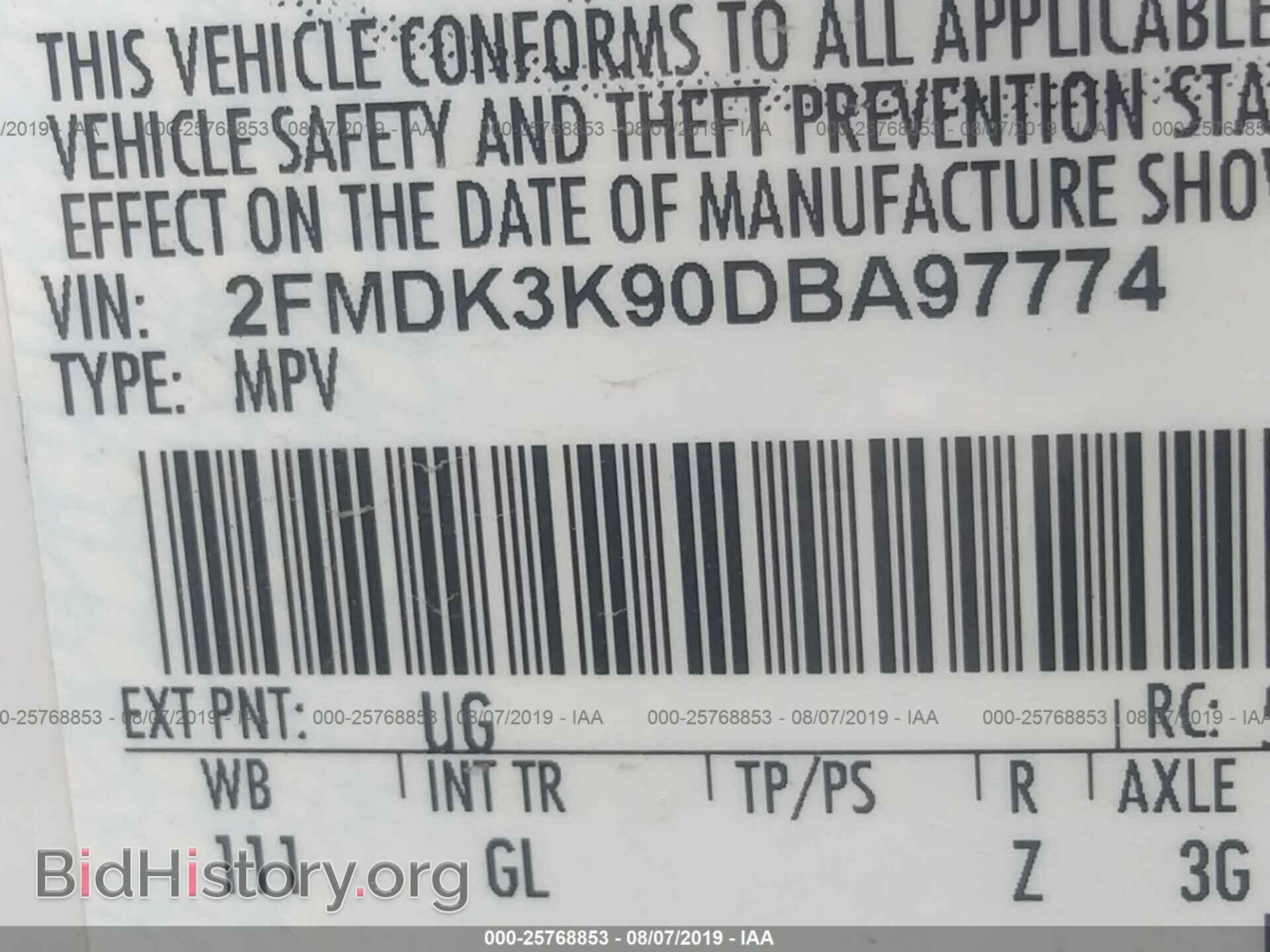 2013 FORD EDGE - VIN: 2FMDK3K90DBA97774 - Фото 9