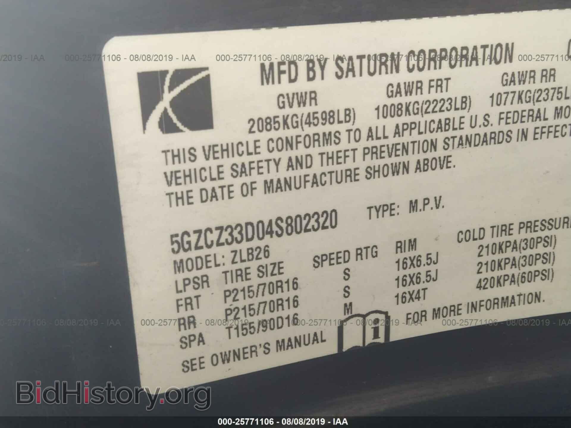 2004 Saturn VUE - VIN: 5GZCZ33D04S802320 - Фото 9