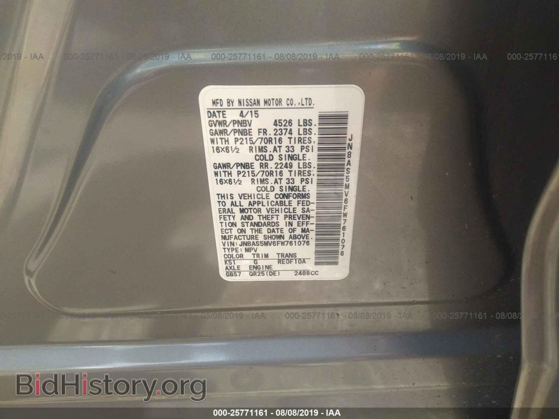 2015 NISSAN ROGUE SELECT - VIN: JN8AS5MV6FW761076 - Фото 9