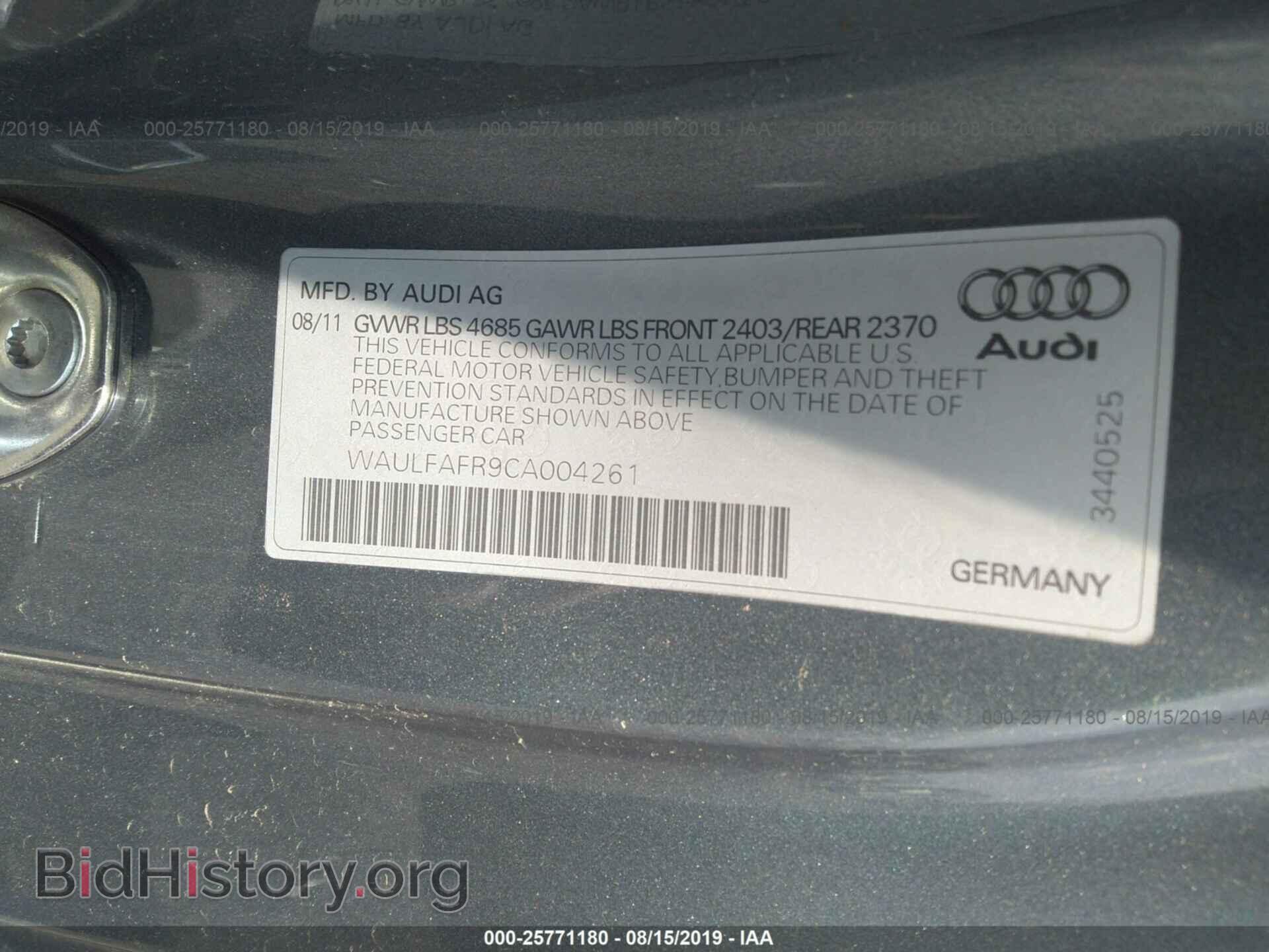 2012 AUDI A5 - VIN: WAULFAFR9CA004261 - Фото 9