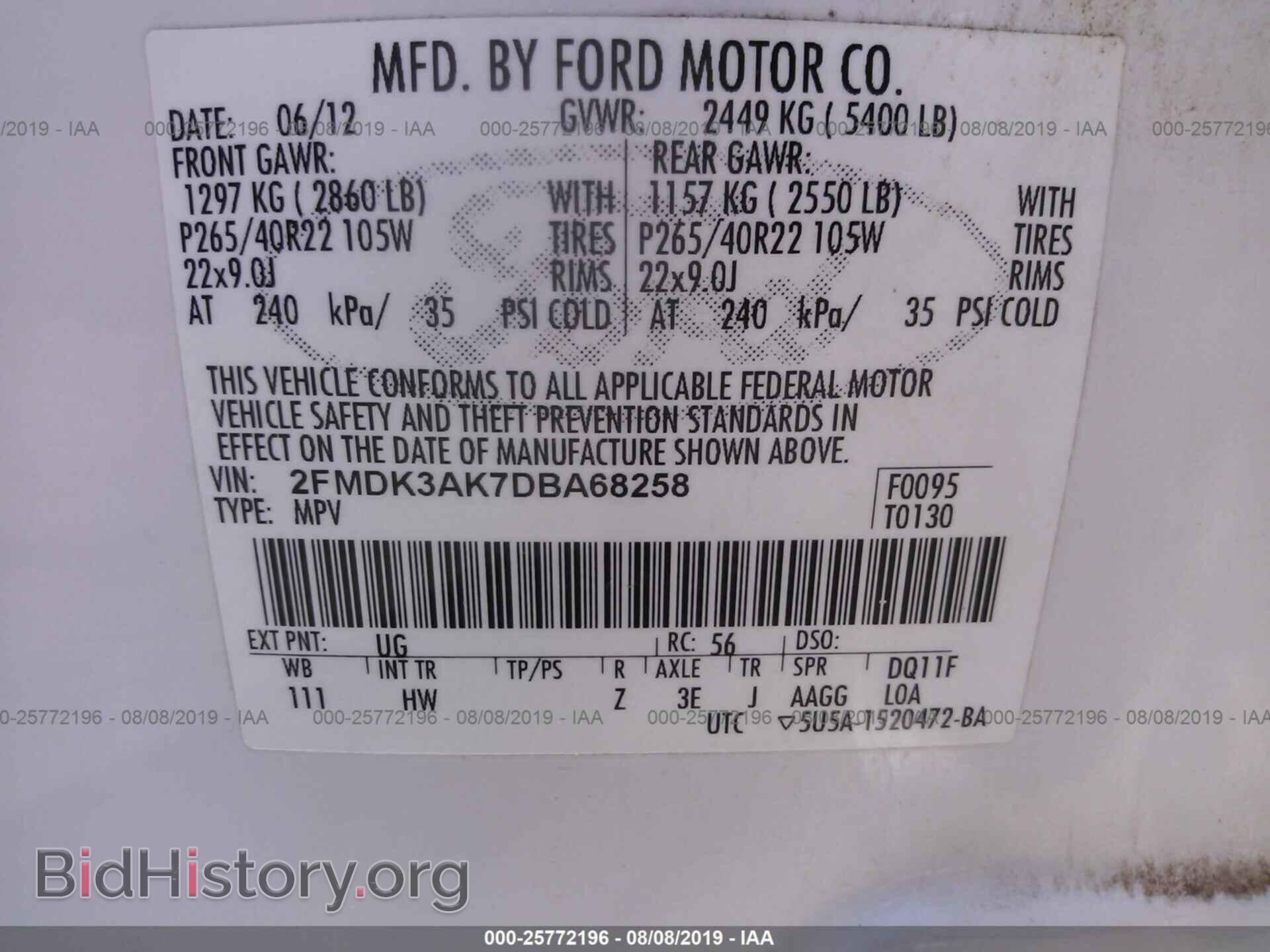 2013 FORD EDGE - VIN: 2FMDK3AK7DBA68258 - Фото 9
