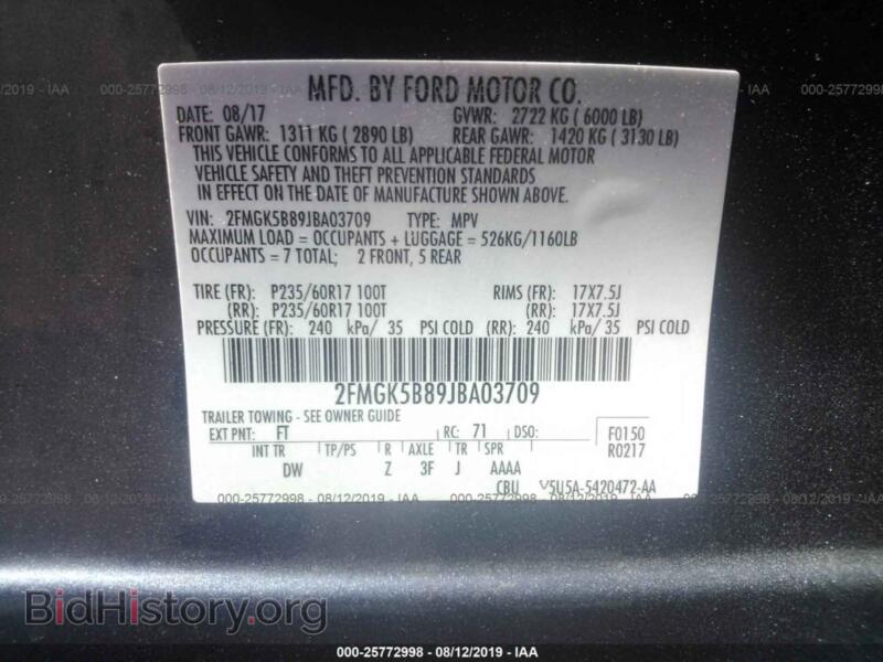 2018 Ford FLEX (VIN 2FMGK5B89JBA03709) — photo 9 of 10