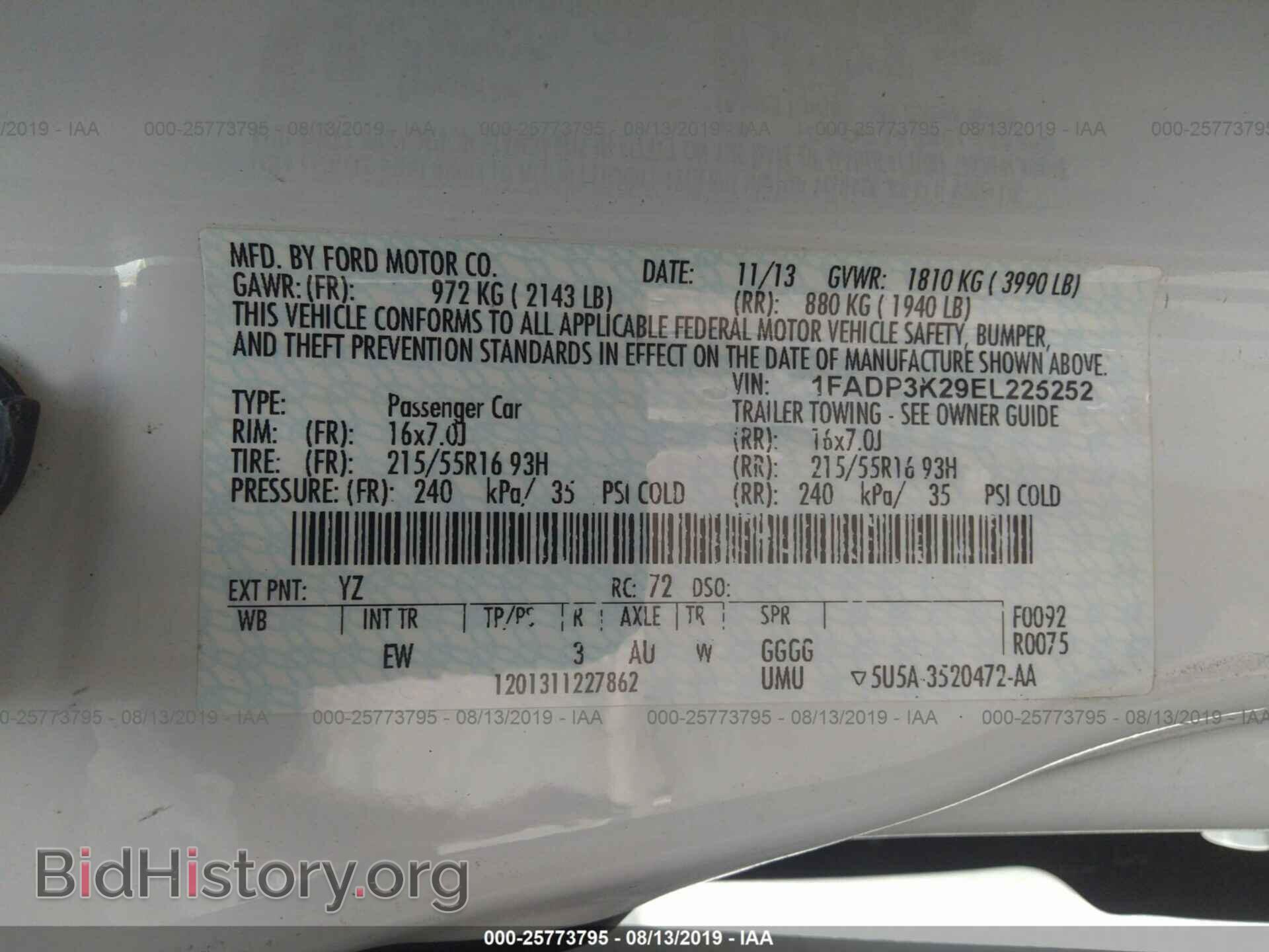 2014 FORD FOCUS - VIN: 1FADP3K29EL225252 - Фото 9