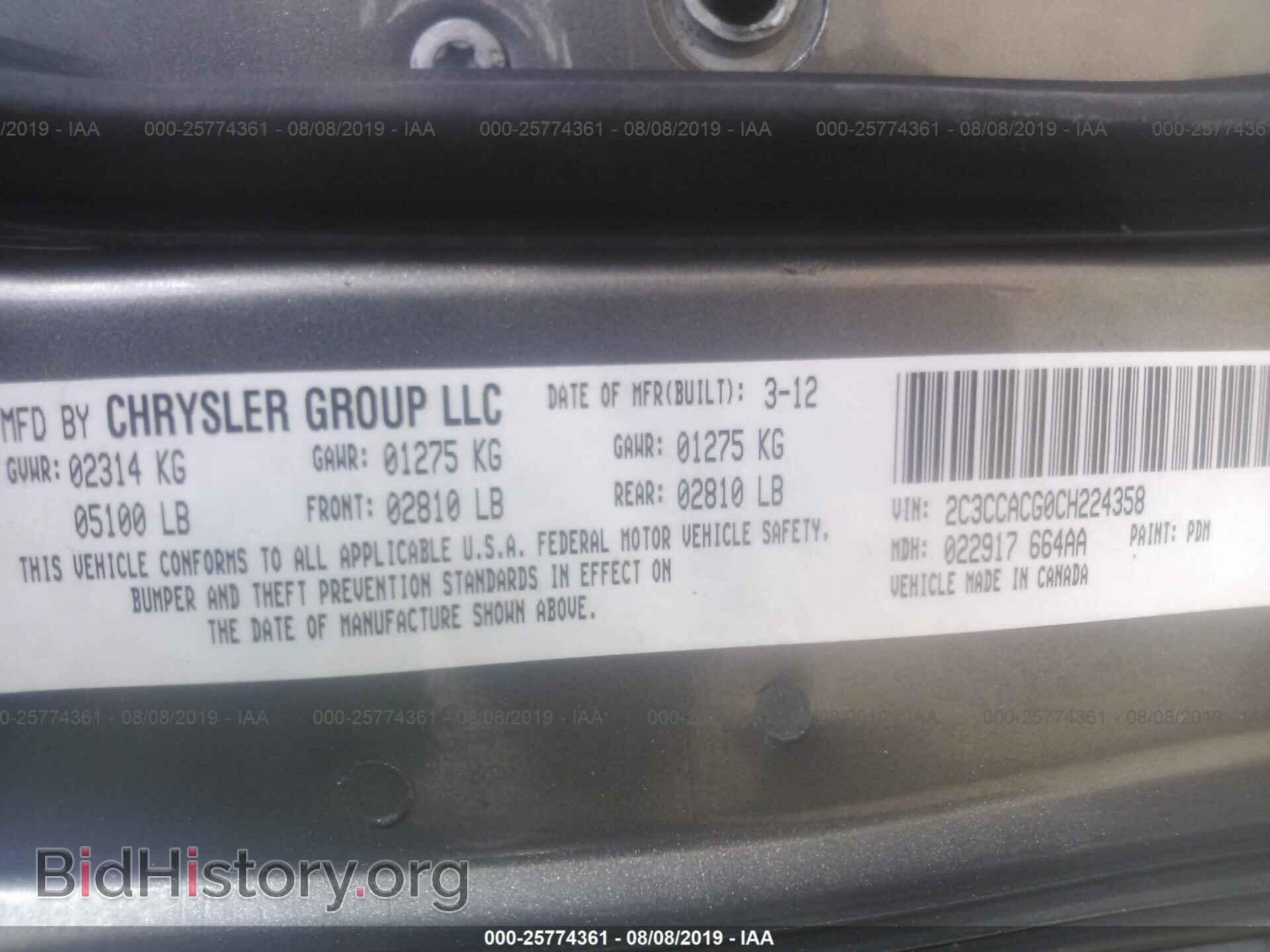 2012 CHRYSLER 300 - VIN: 2C3CCACG0CH224358 - Фото 9