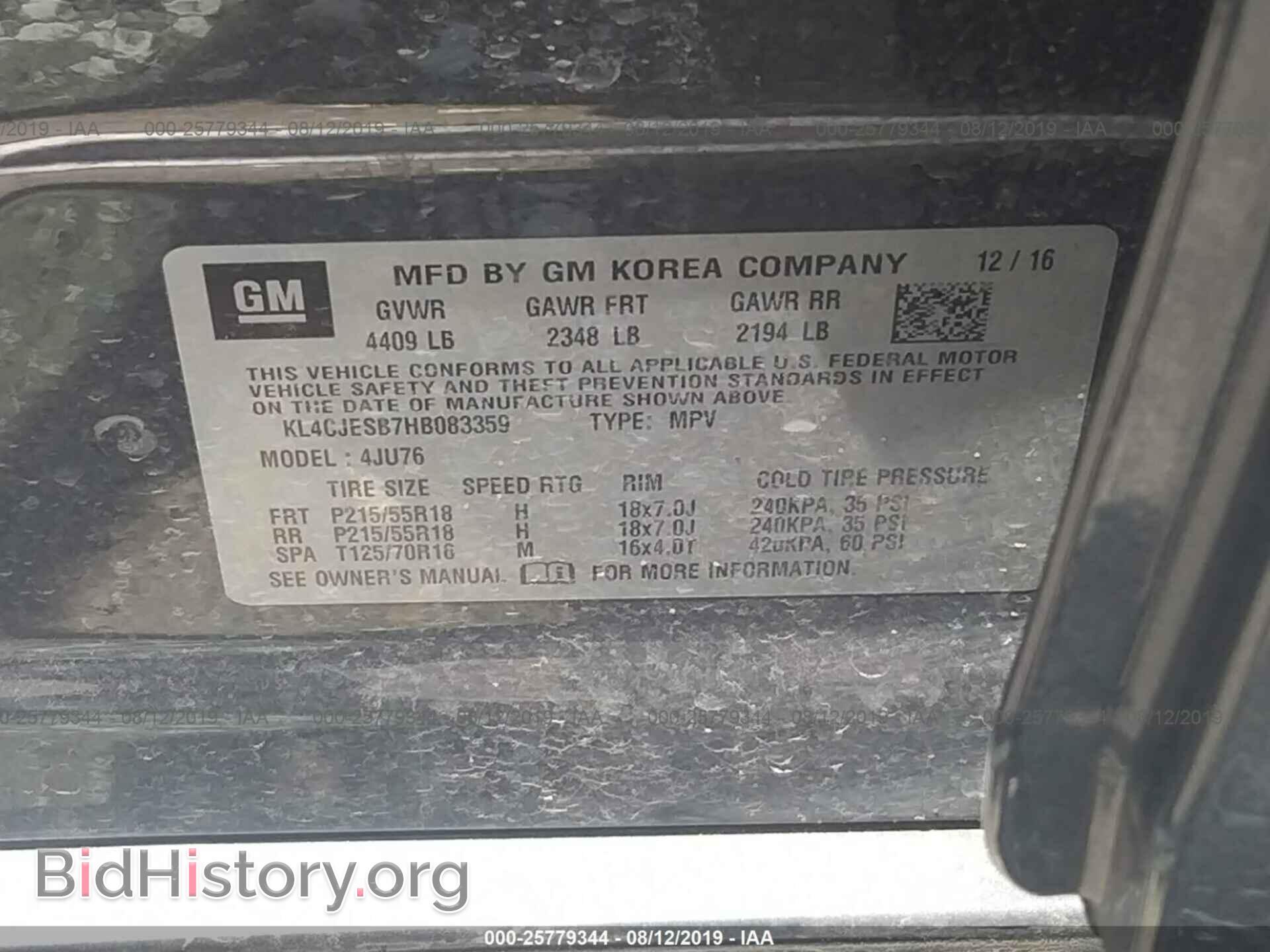 2017 BUICK ENCORE - VIN: KL4CJESB7HB083359 - Photo 9