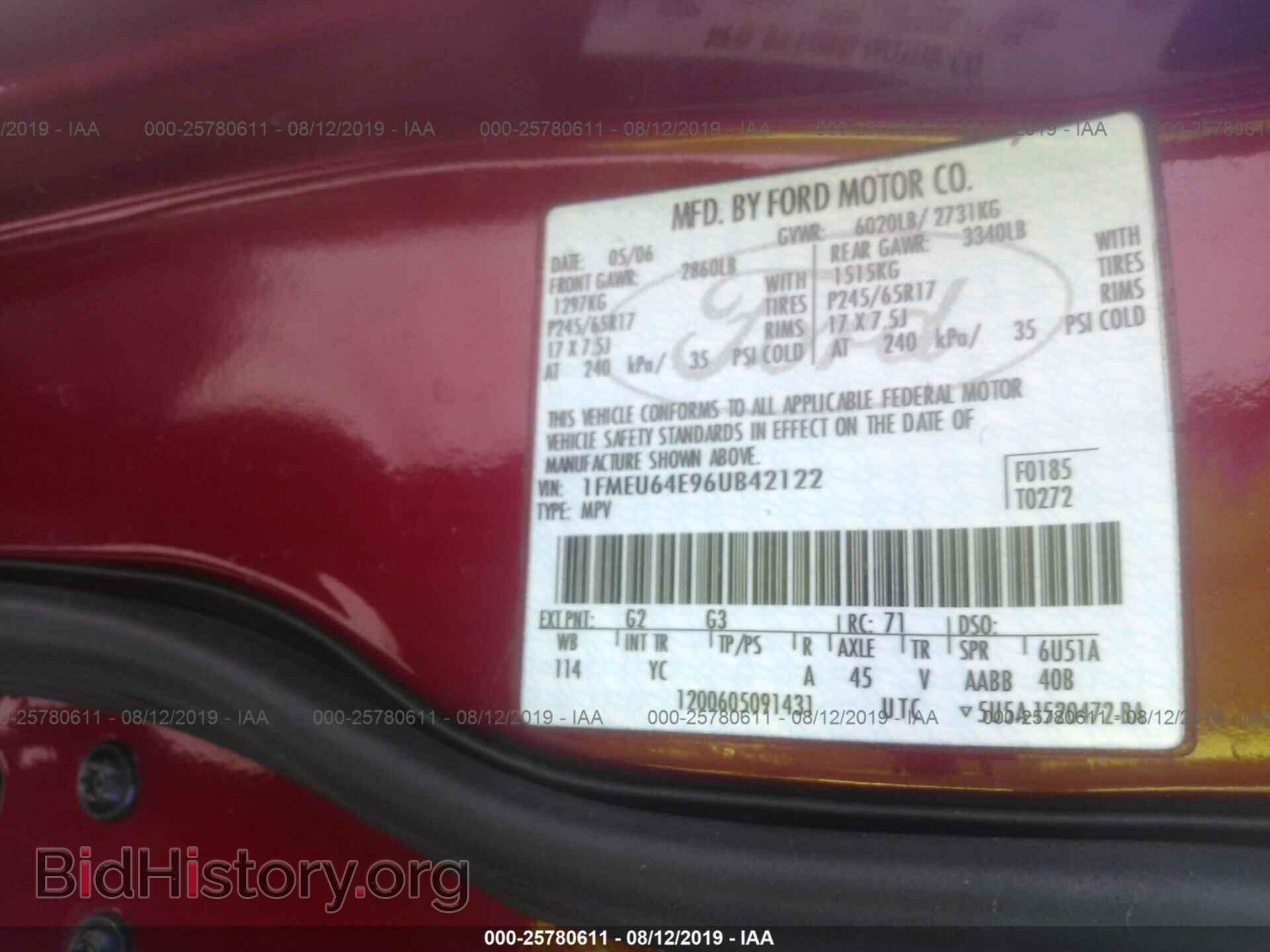 2006 FORD EXPLORER - VIN: 1FMEU64E96UB42122 - Фото 9
