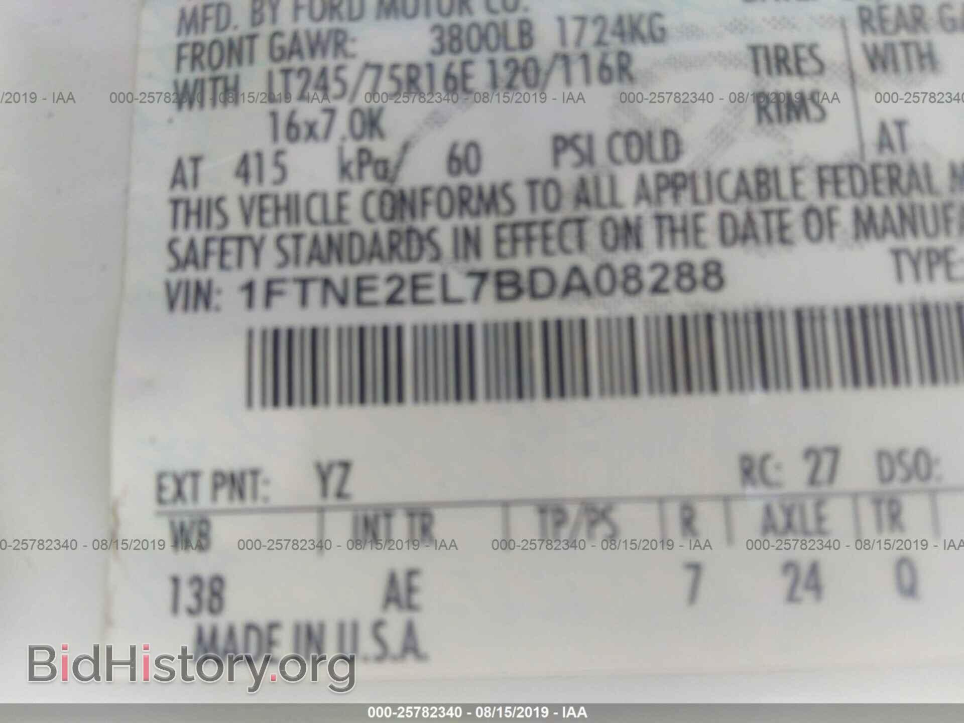 2011 FORD ECONOLINE - VIN: 1FTNE2EL7BDA08288 - Фото 9