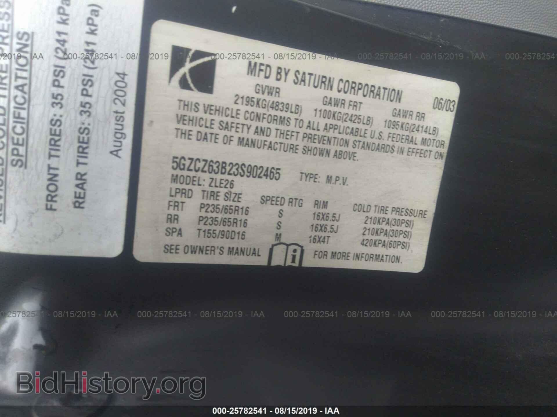 2003 SATURN VUE - VIN: 5GZCZ63B23S902465 - Фото 9