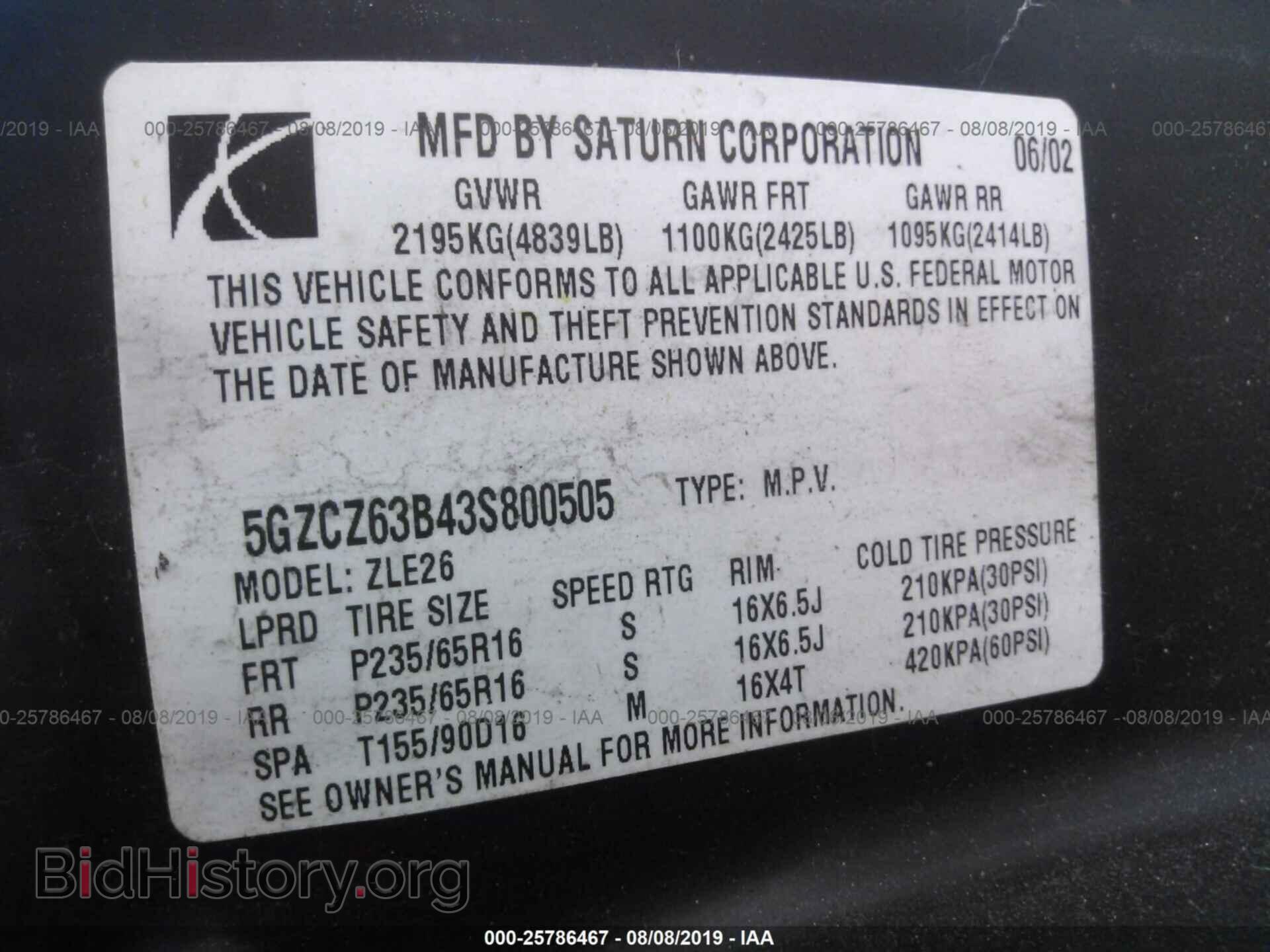 2003 SATURN VUE - VIN: 5GZCZ63B43S800505 - Фото 9
