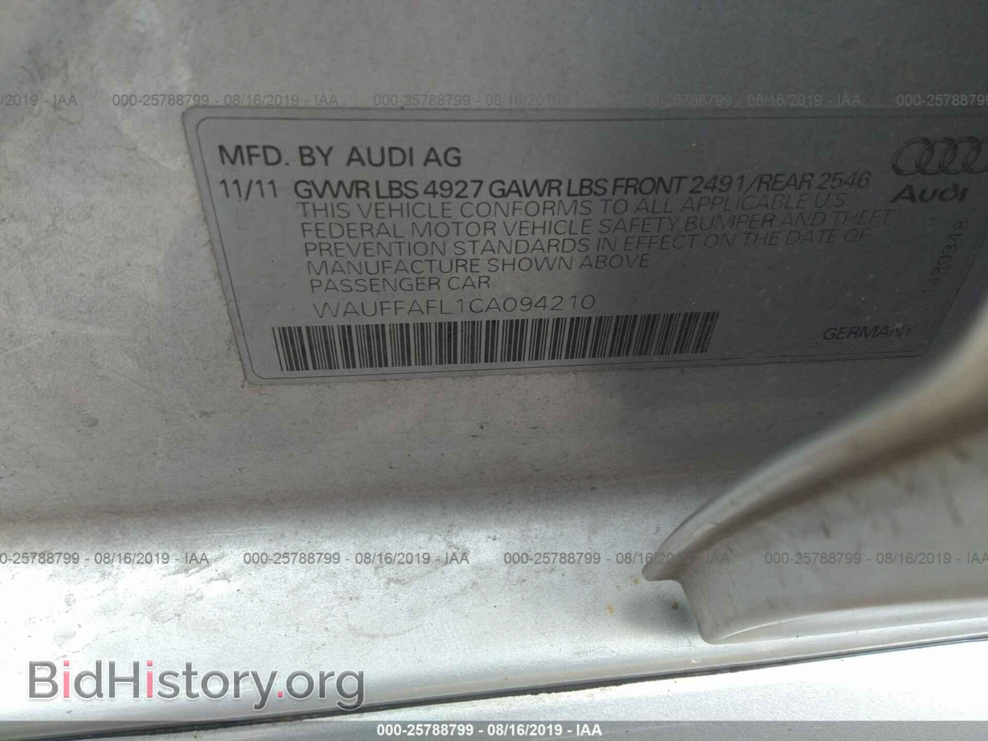 2012 AUDI A4 - VIN: WAUFFAFL1CA094210 - Photo 9