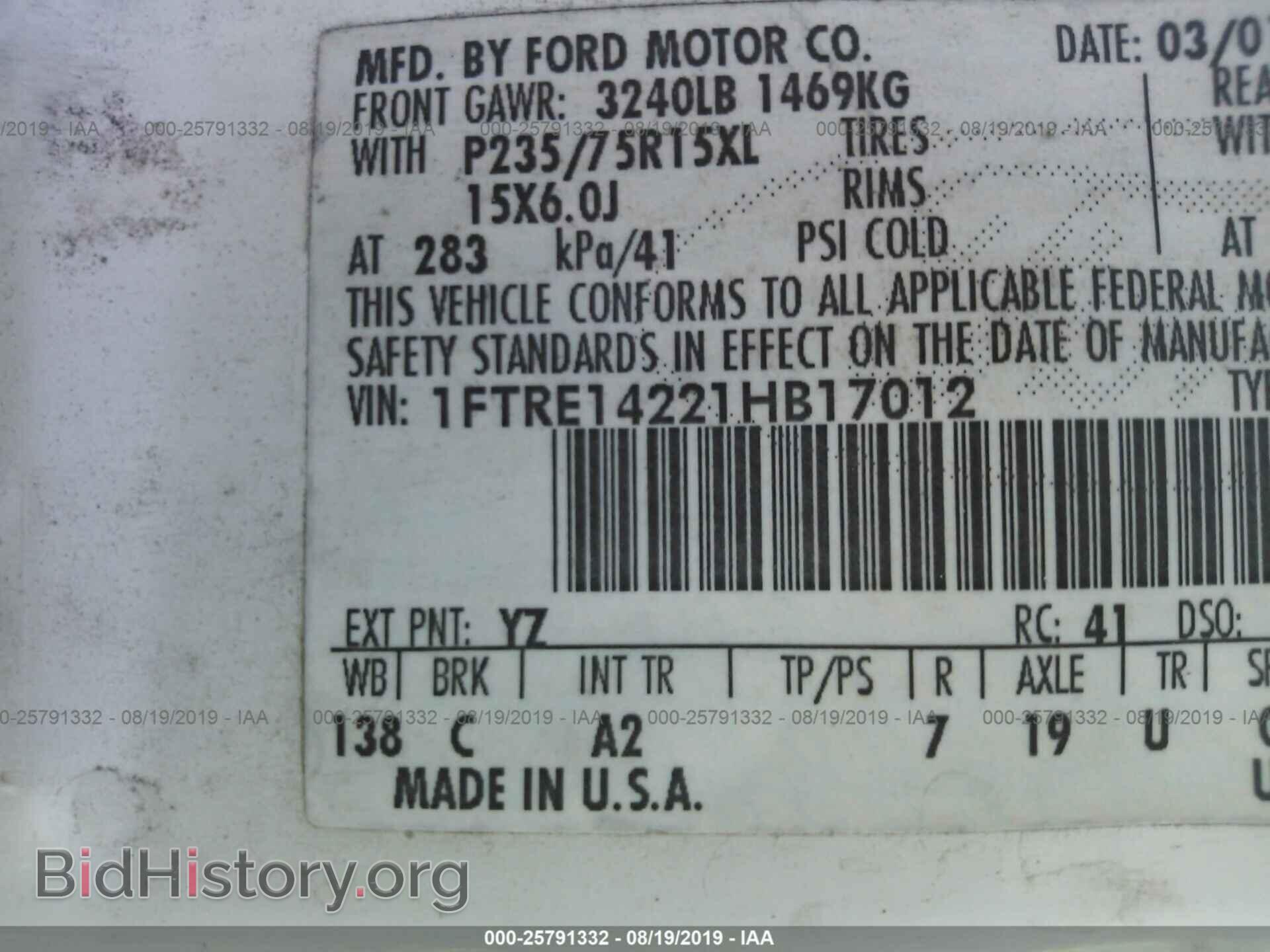 2001 FORD ECONOLINE - VIN: 1FTRE14221HB17012 - Фото 9