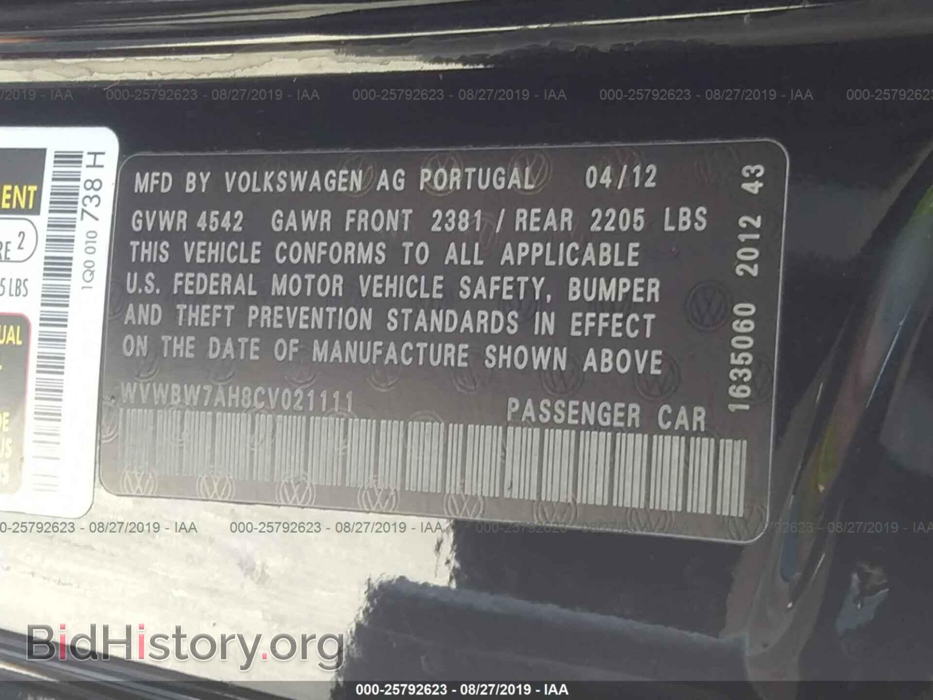 2012 VOLKSWAGEN EOS - VIN: WVWBW7AH8CV021111 - Фото 9