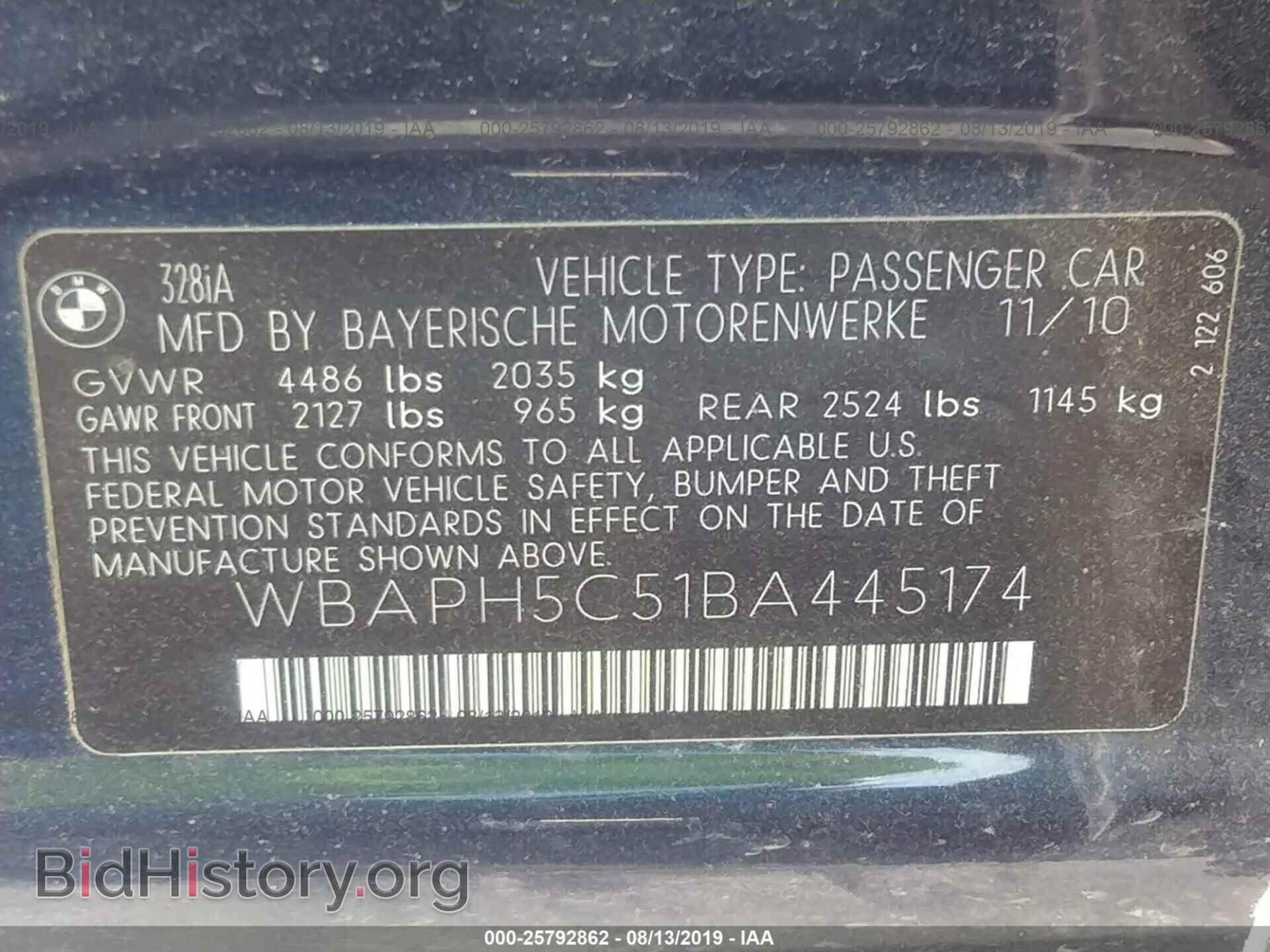 2011 BMW 328 - VIN: WBAPH5C51BA445174 - Фото 9