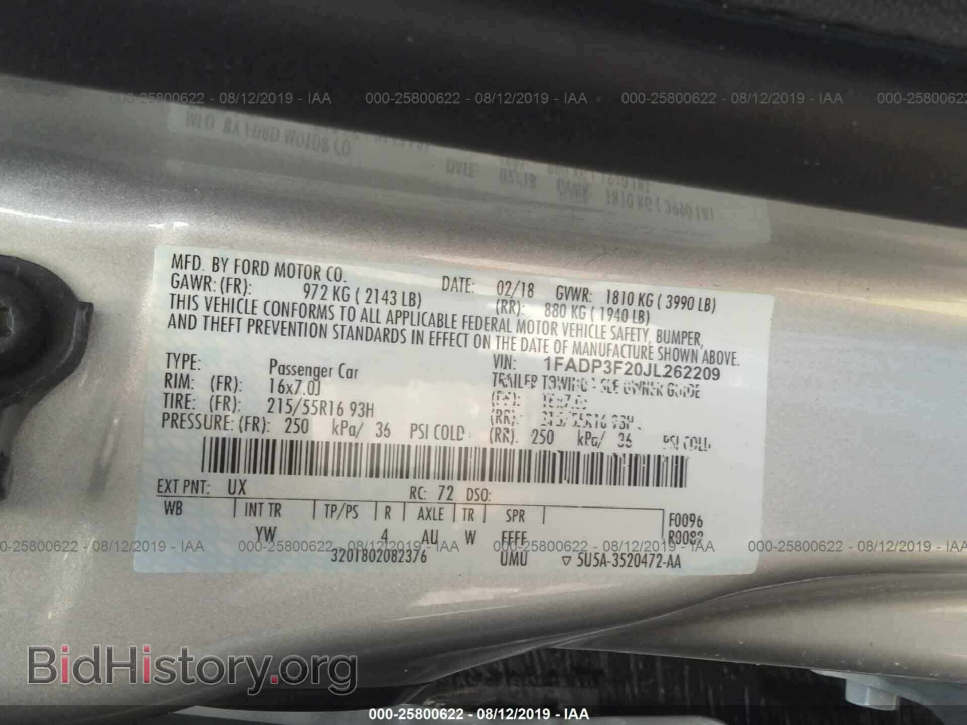2018 FORD FOCUS - VIN: 1FADP3F20JL262209 - Фото 9