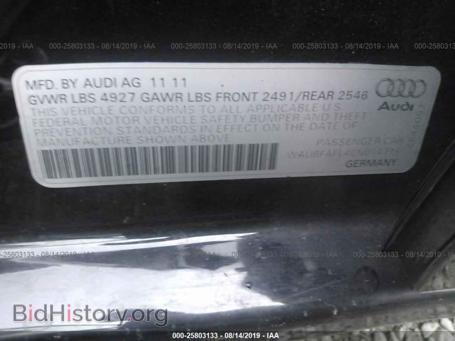 2012 AUDI A4 - VIN: WAUBFAFL4CN014776 - Photo 9