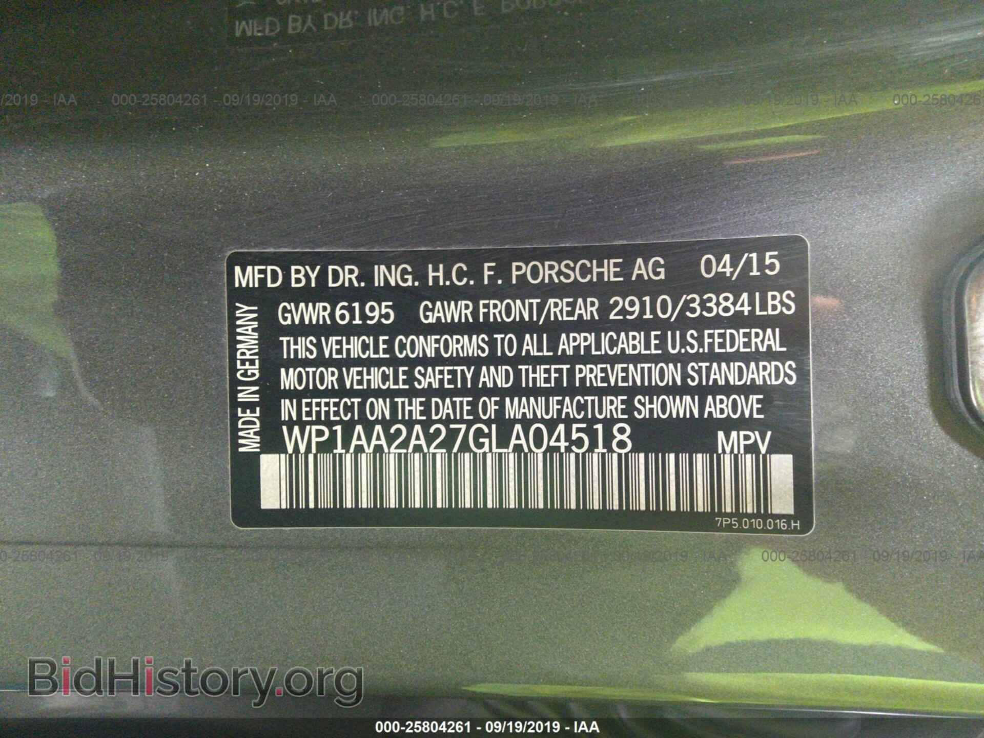 2016 PORSCHE CAYENNE - VIN: WP1AA2A27GLA04518 - Photo 9